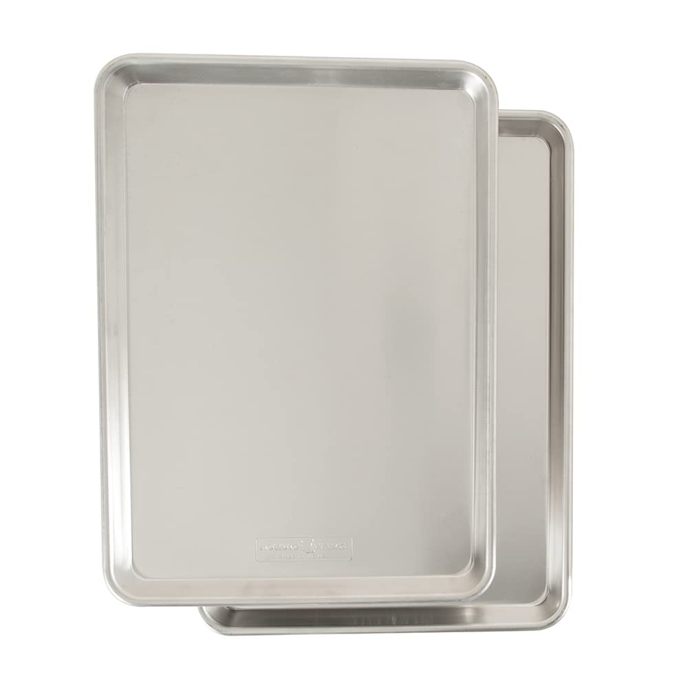Nordic Ware Naturals Half Sheet Set - USA Made Aluminum Commercial Quality Sheet Pan for Baking or Roasting, Encapsulated Galvanized Steel Rim Prevents Warping, 2pk Half + Lid