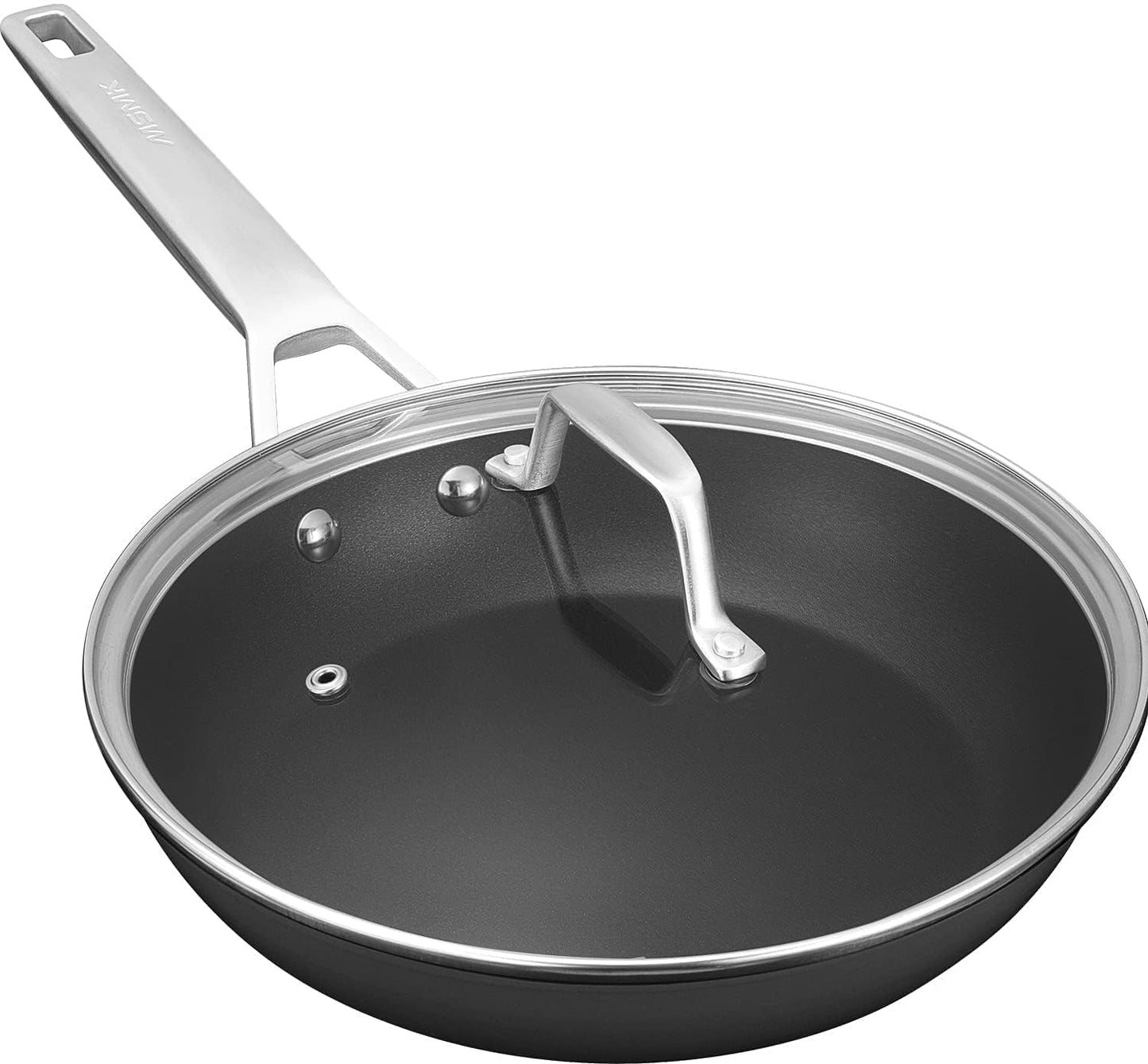 MsMk 10 Inch Frying Pan Nonstick with Lid, Induction Fry Pan with Lid, Titanium and Diamond Non Stick Coating From USA, for Induction, Ceramic and Gas Cooktops, Oven Safe 10 Inch Skillet Nonstick