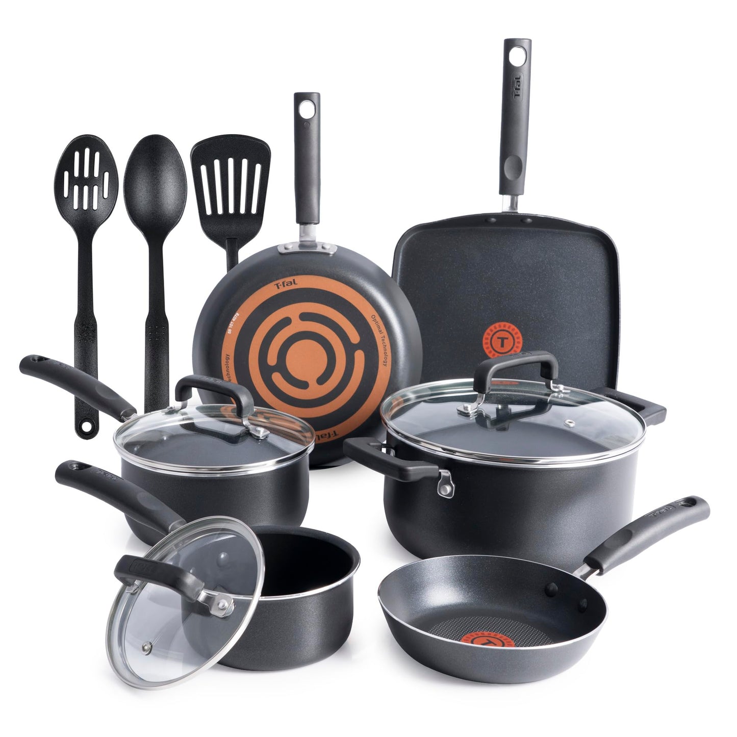T-Fal Signature Nonstick 12 Inch Frying Pan Skillet, Oven Safe Up to 350°F, Dishwasher Safe, Pots and Pans Set, Non Stick Chef- Pan, Cream