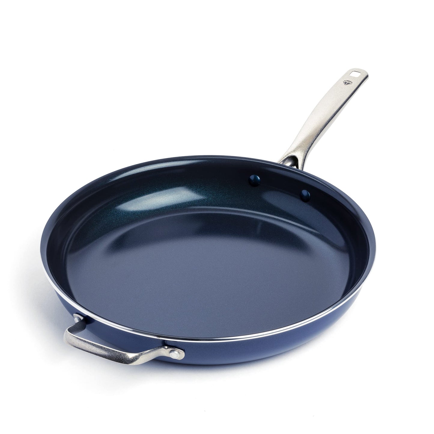 Blue Diamond 12" Nonstick Frying Pan Skillet, Diamond Infused PFAS & PTFE-Free Ceramic Pot, Dishwasher & Oven Safe, Stay Cool Handle, Durable Non Toxic Metal Utensil Safe, Egg & Omelet Pan, Blue