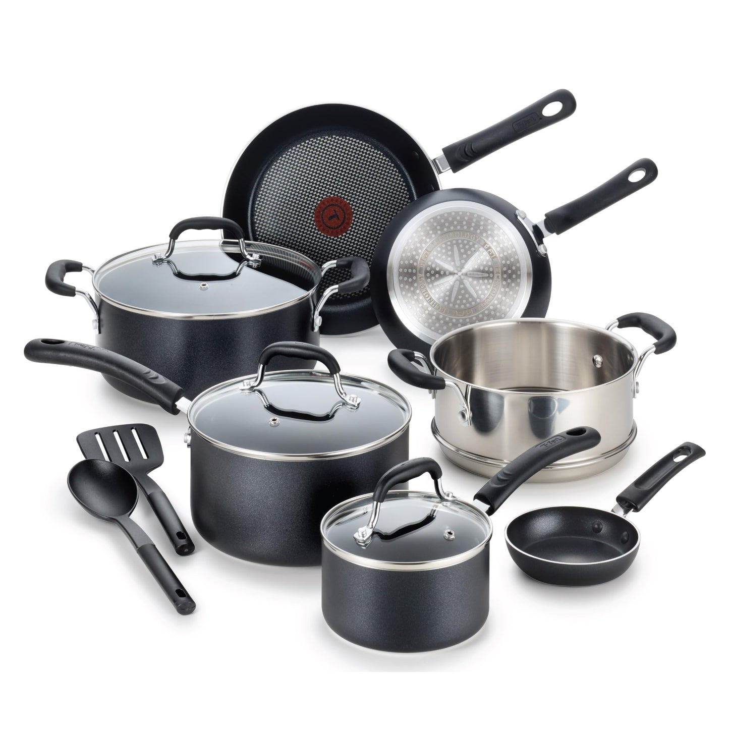 T-Fal Experience Nonstick Fry Pan 12.5 Inch, Induction, Oven Broiler Safe 400F, Non Stick Frying Pan, Skillet, Kitchen Egg Pan, Omelet Pan, Cookware, Pots and Pans, Home, Dishwasher Safe, Black