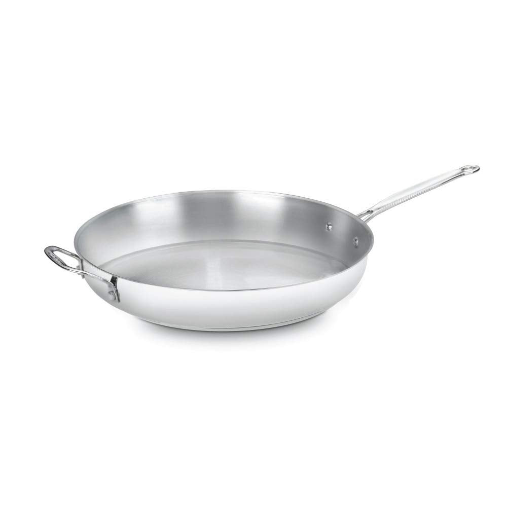 Cuisinart 10-Inch Open Skillet, Stainless Steel Skillet Large Kitchen Pan, Dishwasher Safe, Compatible with Induction, Electric, Gas Cooktops, Oven Safe Saucepan, Cool Grip Handles
