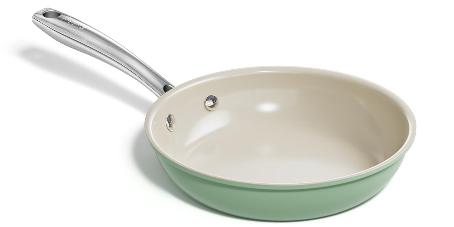 Redchef Nonstick Frying Pan Skillet, Ceramic Non-Stick Saute Pans, 9.5 inch Cooking Fry Pan with Stay Cool Handle, All Stovetops, Dishwasher/Oven Safe, PFAS-Free, Non Toxic (Blue)