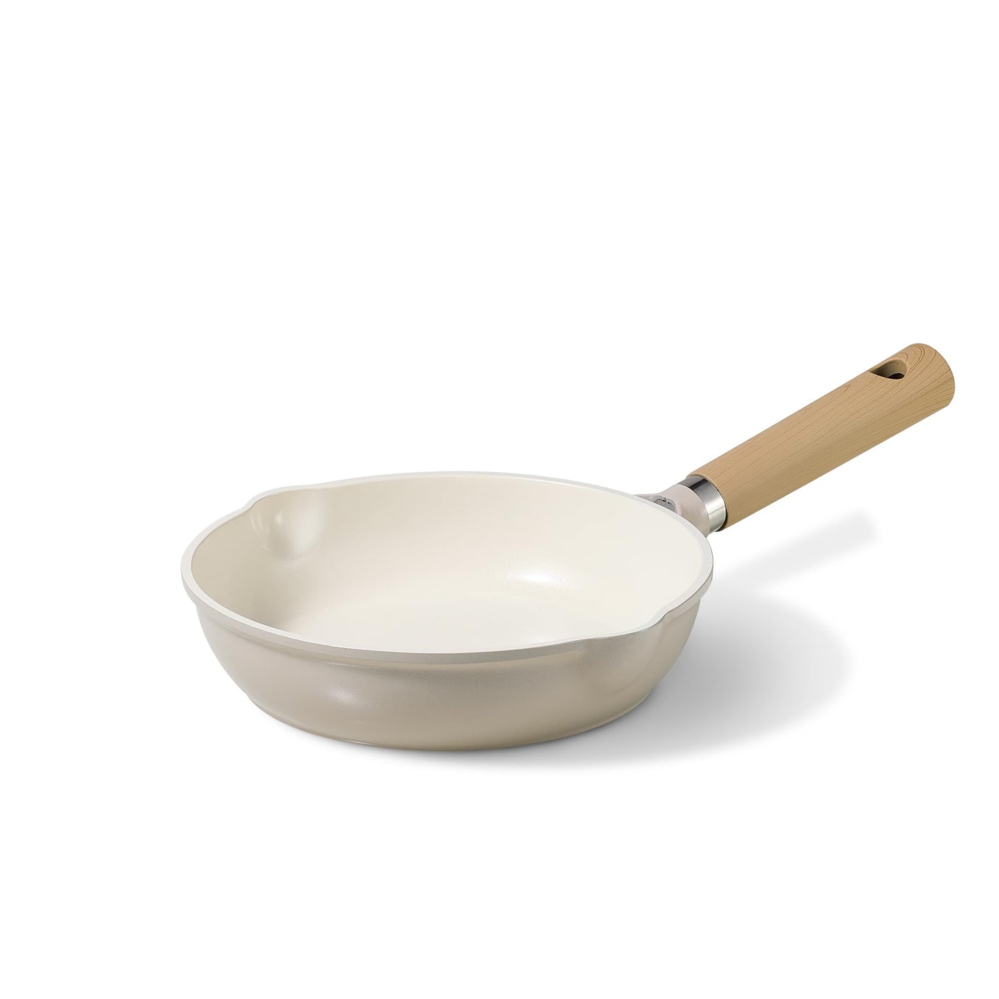 CAROTE Non Stick Frying Pan Skillet, Omelet Pan, Healthy Non Toxic Granite Chef Pan, Induction Compatible Egg Frying Pan with Heat-Resistant Handle, PFOA-Free, Cream White, 12"