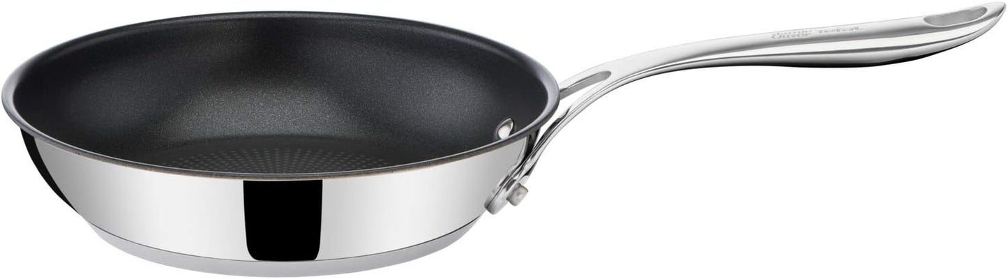 T-Fal x Jamie Oliver Nonstick Coated Stainless Steel Pans 9.5" & 11", Induction Compatible, Oven Safe up to 500°F, Chef's Stainless Steel Skillet, Frying Pan, Silver