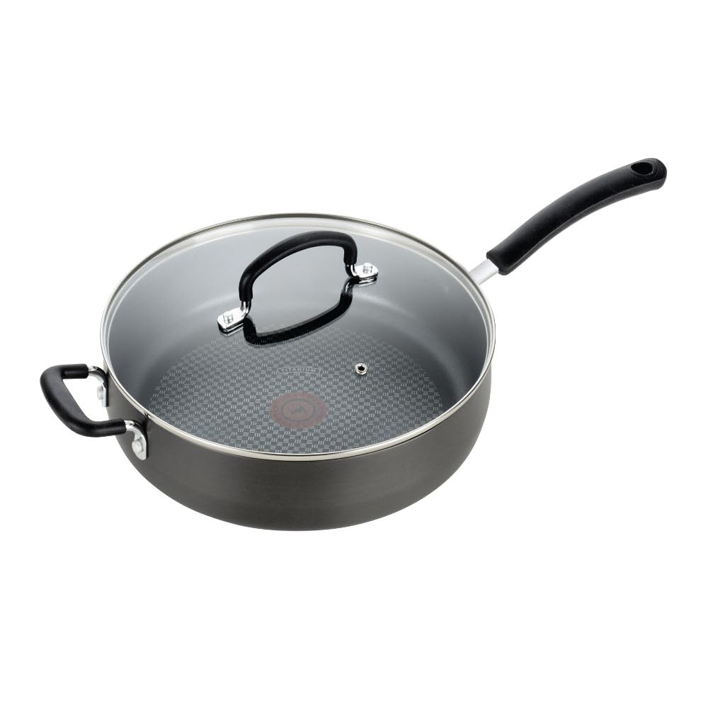 T-Fal Ultimate Hard Anodized Nonstick Fry Pan With Lid 10 Inch, Oven Broiler Safe 400F, Lid Safe 350F, Cookware, Kitchen, Home, Versatile Frying Pan, Skillet, Pots and Pans, Dishwasher Safe, Onyx