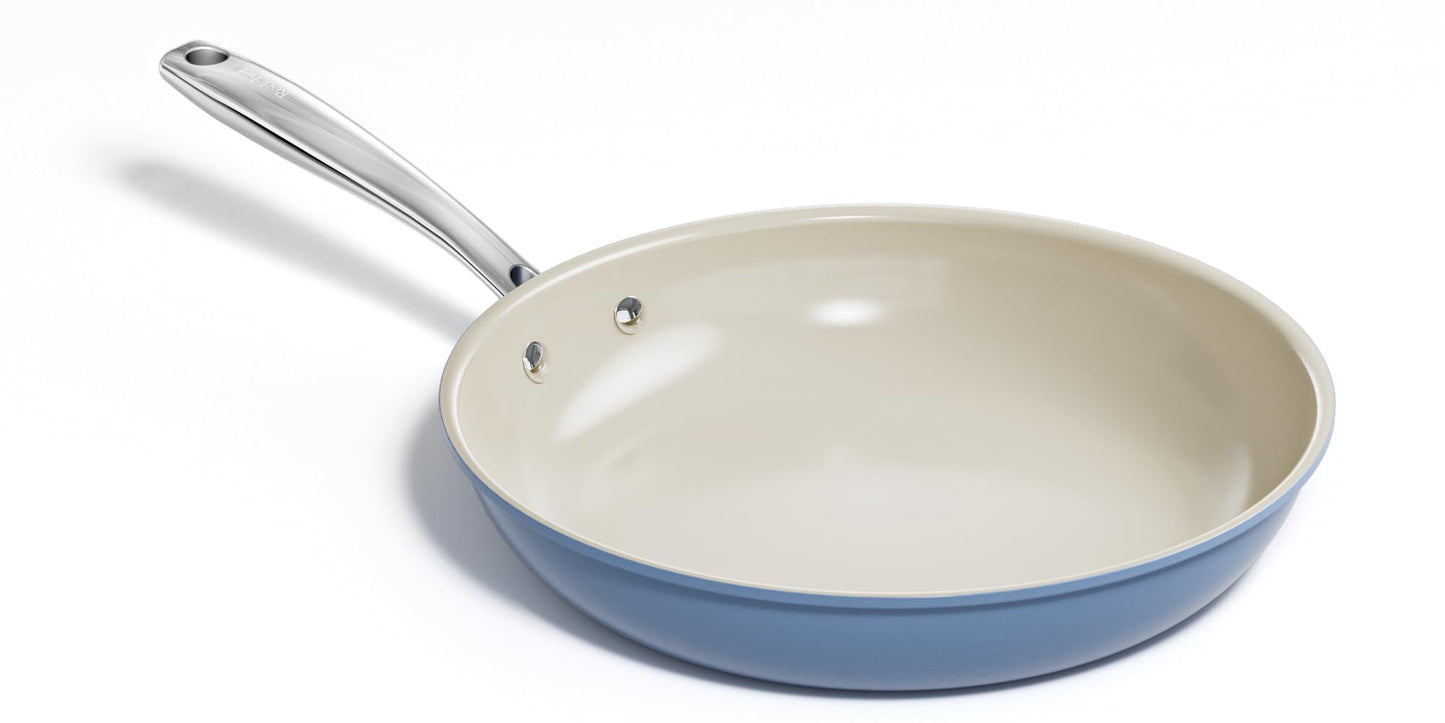 Redchef Nonstick Frying Pan Skillet, Ceramic Non-Stick Saute Pans, 9.5 inch Cooking Fry Pan with Stay Cool Handle, All Stovetops, Dishwasher/Oven Safe, PFAS-Free, Non Toxic (Blue)