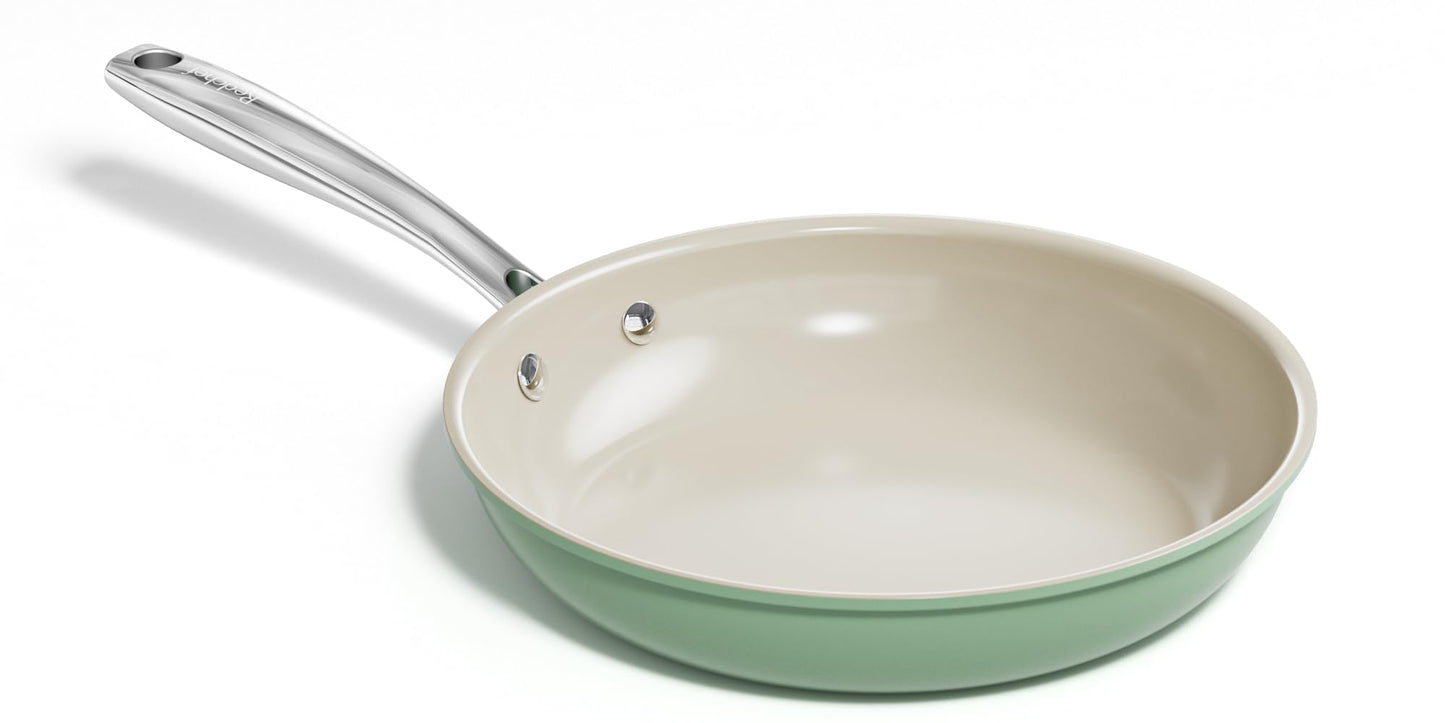 Redchef Nonstick Frying Pan Skillet, Ceramic Non-Stick Saute Pans, 9.5 inch Cooking Fry Pan with Stay Cool Handle, All Stovetops, Dishwasher/Oven Safe, PFAS-Free, Non Toxic (Blue)