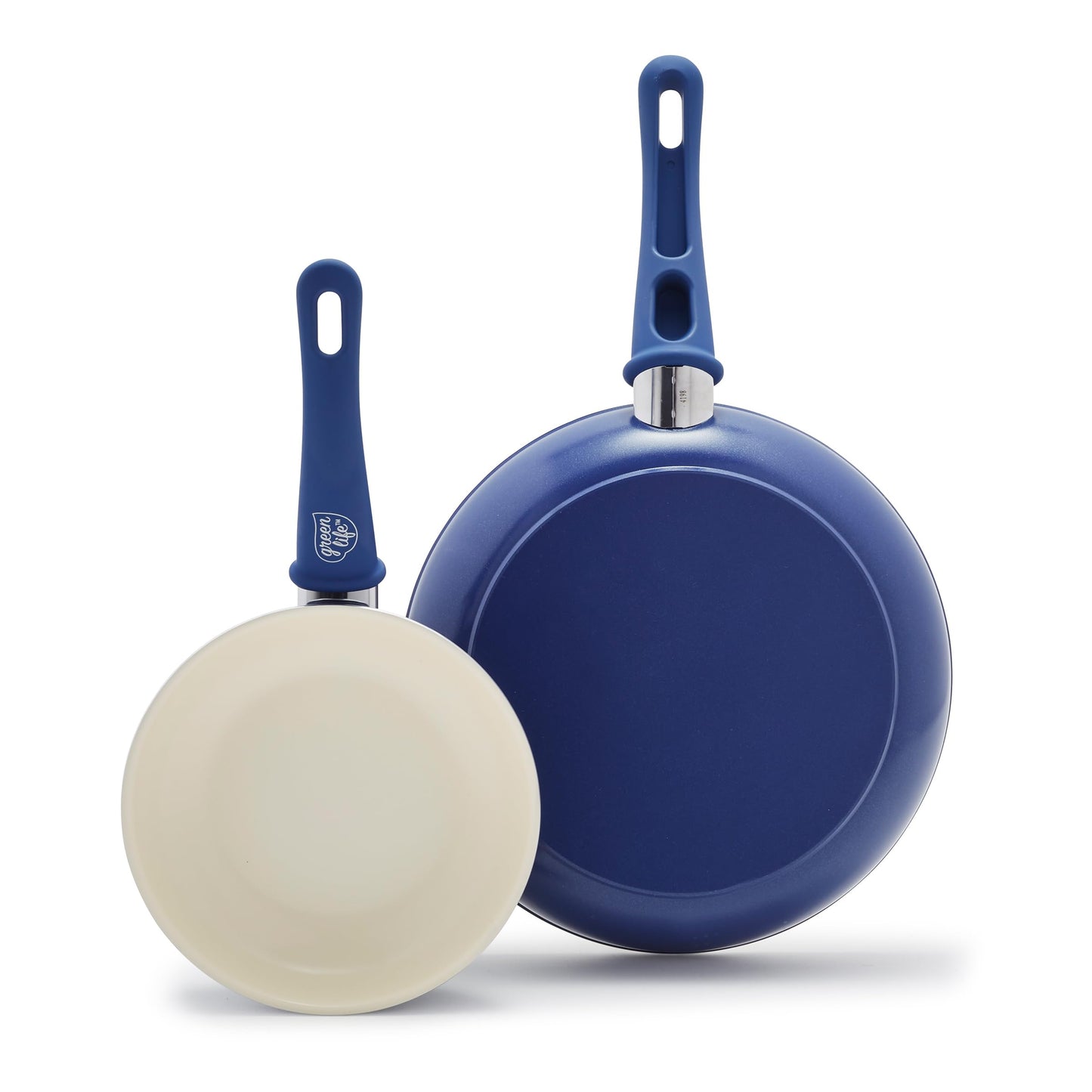 GreenLife Non Stick Fry Pan Set (7" & 10"), Non-Toxic PFAS-Free Ceramic Skillets, Dishwasher & Oven Safe, Egg Omelet Frying Pans, Stay- Cool Handles, Kitchen Home Cooking Essentials, Turquoise