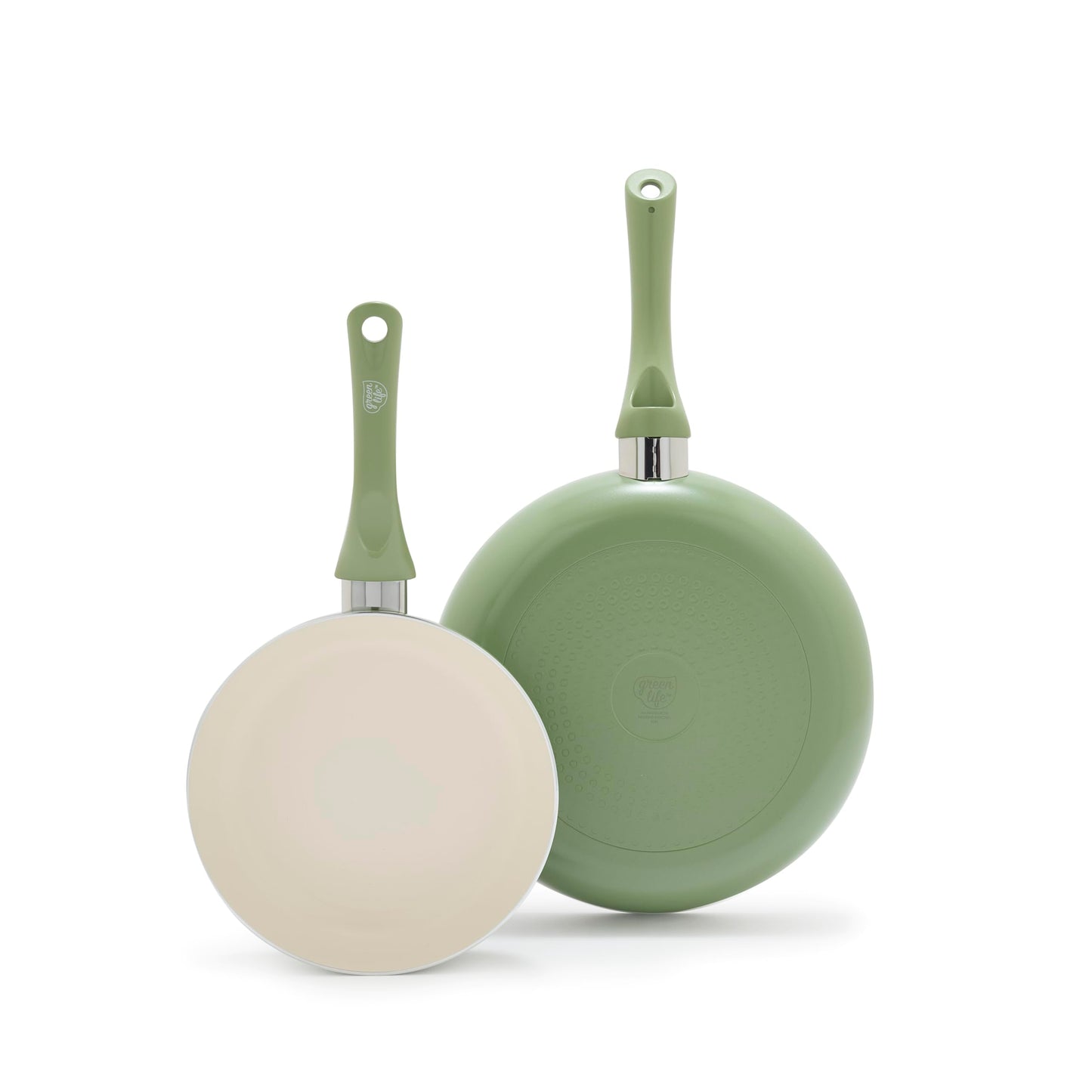 GreenLife Non Stick Fry Pan Set (7" & 10"), Non-Toxic PFAS-Free Ceramic Skillets, Dishwasher & Oven Safe, Egg Omelet Frying Pans, Stay- Cool Handles, Kitchen Home Cooking Essentials, Turquoise