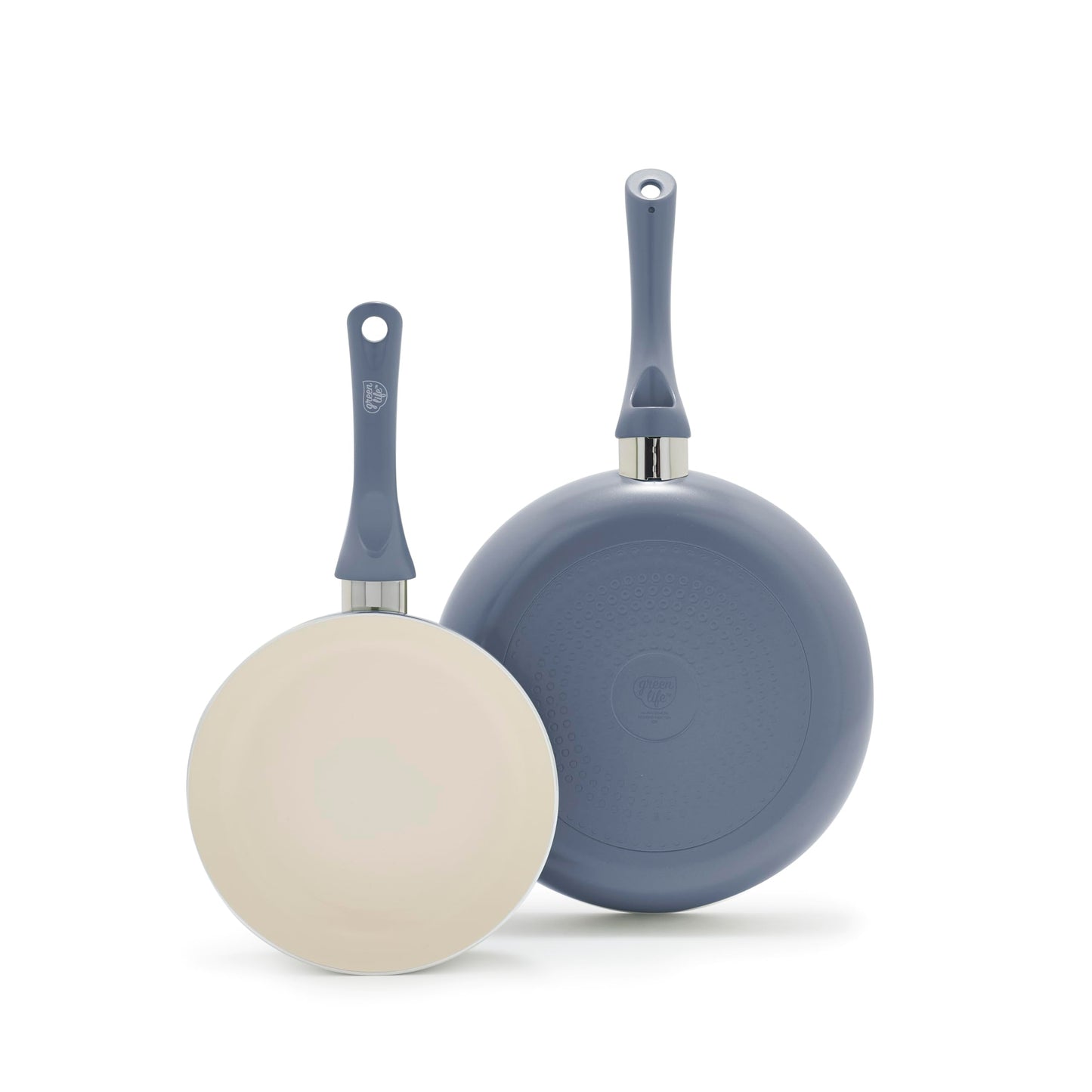 GreenLife Non Stick Fry Pan Set (7" & 10"), Non-Toxic PFAS-Free Ceramic Skillets, Dishwasher & Oven Safe, Egg Omelet Frying Pans, Stay- Cool Handles, Kitchen Home Cooking Essentials, Turquoise