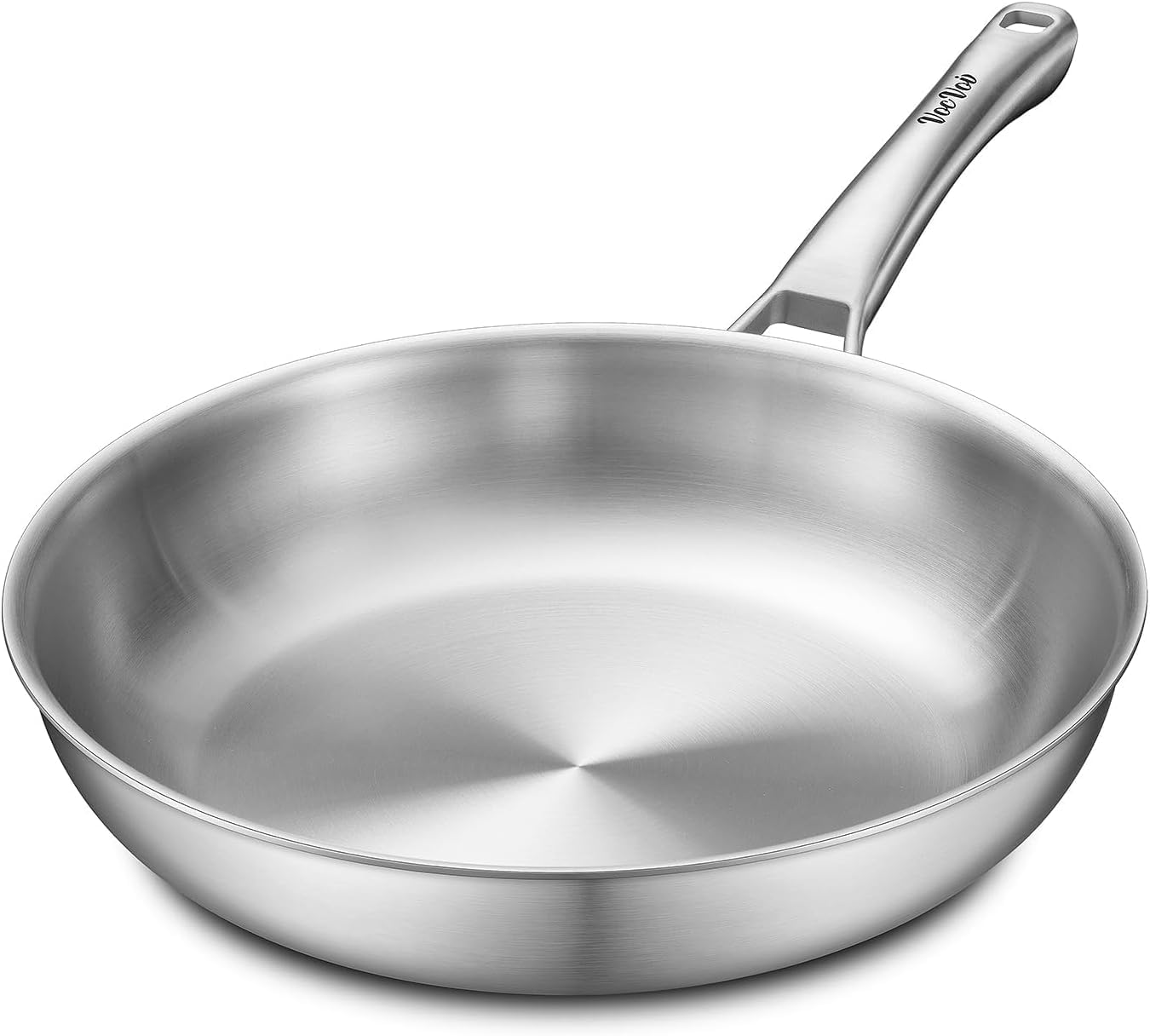 VocVoi Stainless Steel Pan, 12 Inch with Lid Stainless Steel Frying Pan, Non Toxic Tri-Ply Skillet, PFOA&PTFE Free, Oven and Dishwasher Safe, Induction Compatible