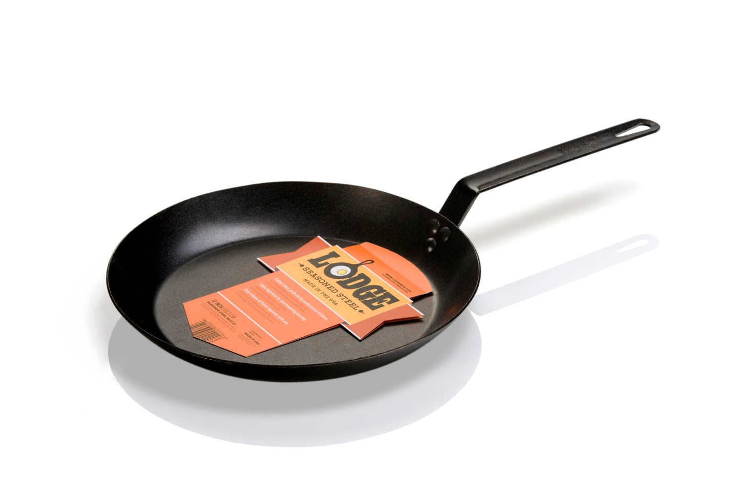 Lodge 12 Inch Carbon Steel Skillet - PFAS-Free Pre-Seasoned Carbon Steel Frying Pan for High-Heat Searing - Long Handle Design for Omelets, Grilling, and Campfire Cooking, Black - Made in the USA
