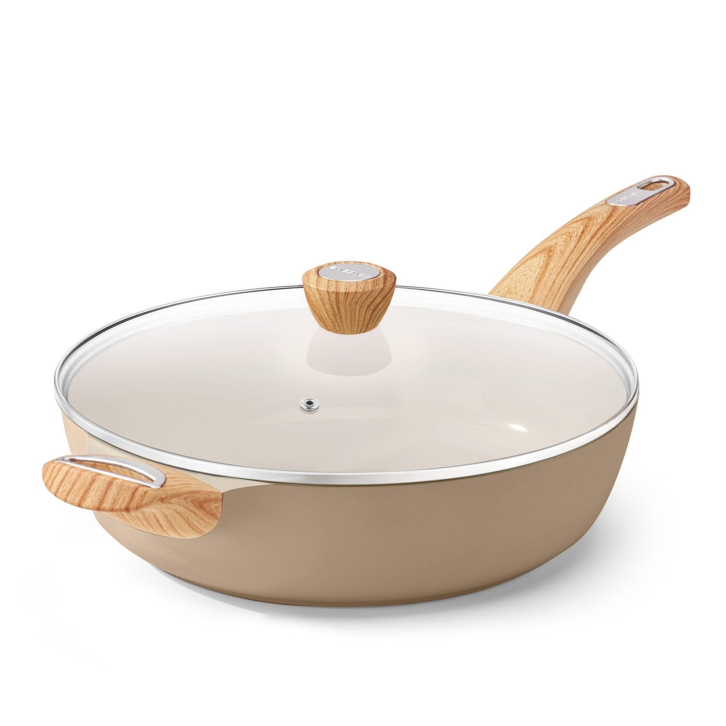 SENSARTE Nonstick Frying Pan Skillet with Lid, 12 Inch Large Deep Frying Pan, 5 Qt Non Stick Saute Pan with Cover, Induction Pan, Healthy Non Toxic Cooking Pan with Helper Handle, PFOA PFOS Free