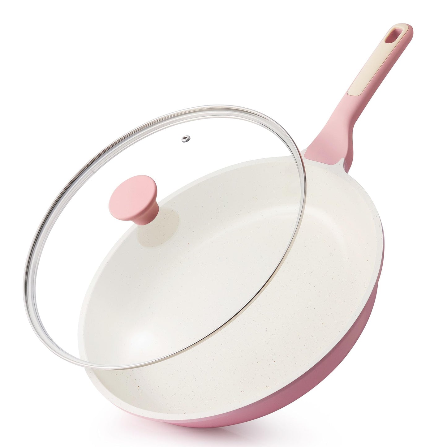 SENSARTE Nonstick Ceramic Frying Pan with Lid 8/9.5/10/11/12.5 Inch Omelet Pan Skillet, Free of Intentionally Added PFAS/PTFE Non-toxic Chef's Pan Induction Compatible Pan, Heat Resistant Handle