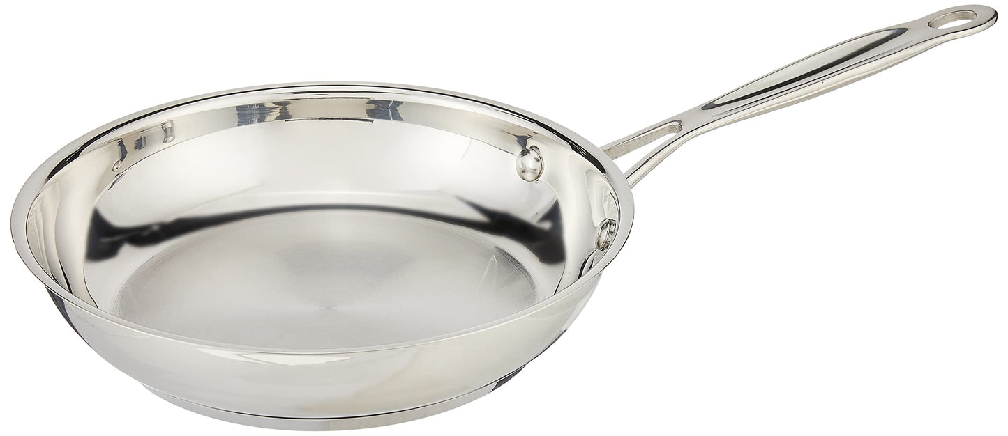 Cuisinart 10-Inch Open Skillet, Stainless Steel Skillet Large Kitchen Pan, Dishwasher Safe, Compatible with Induction, Electric, Gas Cooktops, Oven Safe Saucepan, Cool Grip Handles