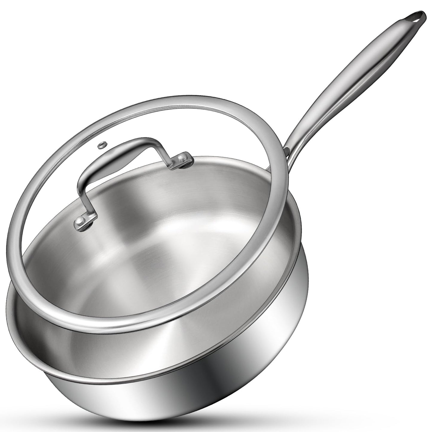 EWFEN Tri-Ply Stainless Steel Frying Pans Set, 8”/10”/12” Cooking pans, PFOA&PTFE Free Skillet, Induction Cooking Pan, Dishwasher and Oven Safe, Fast & Even Heat, Heavy Duty and Detachable Handle
