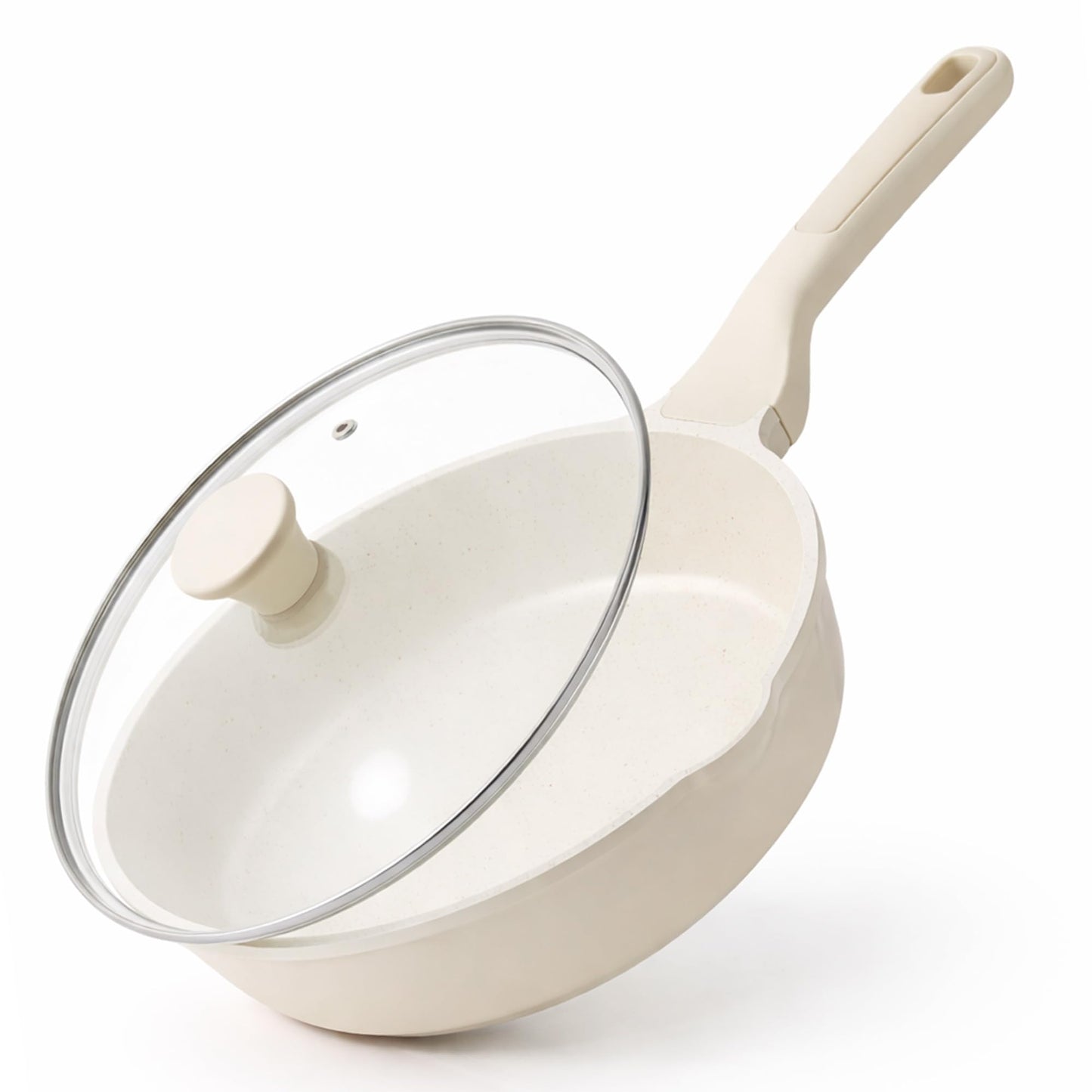 SENSARTE Nonstick Skillet, Deep Frying Pan 10/11/12-inch, Saute Pan with Lid, Stay-cool Handle, Healthy Stone Cookware Cooking Pan, Induction Compatible (10-Inch/3.5QT)