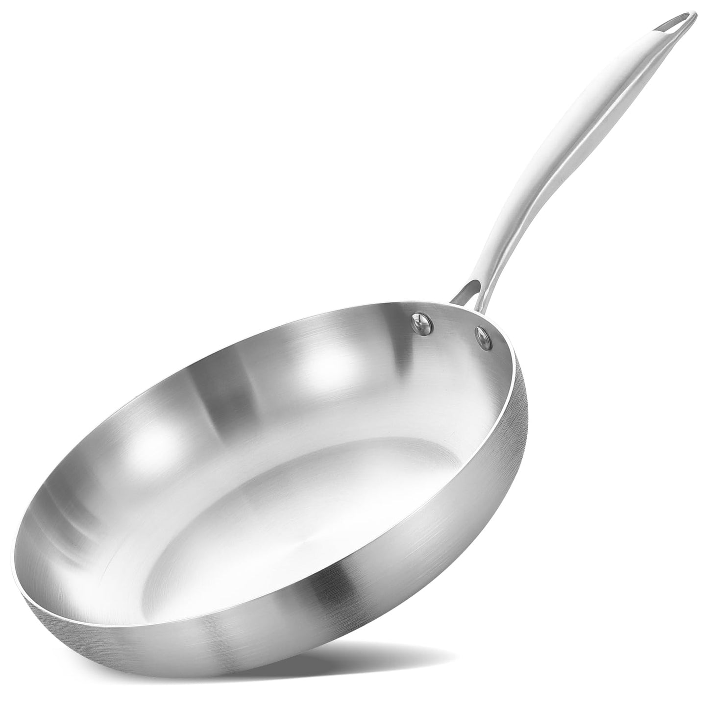 LOLYKITCH 8+10+12 Inch Tri-Ply Stainless Steel Frying Pan Set– Professional Skillet Fast & Even Heating, Induction & Oven Safe Cookware for Modern Home Kitchens, Detachable Handle