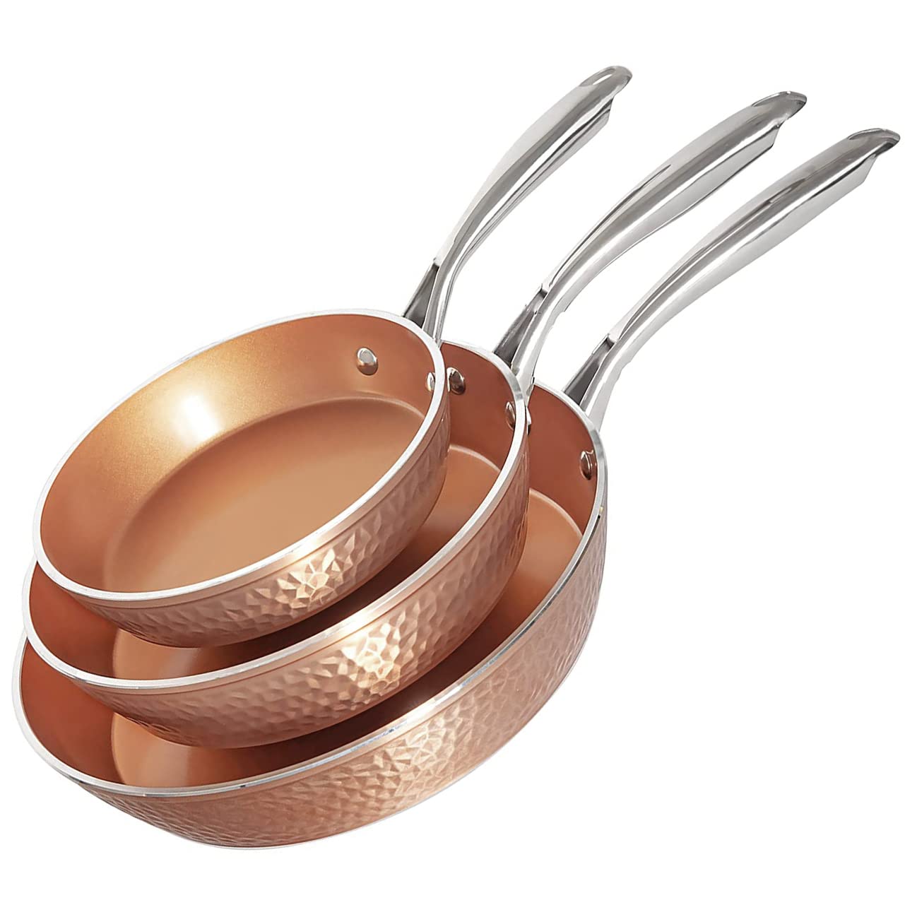 Gotham Steel Hammered Copper 14 Inch Non Stick Frying Pan with Lid, Nonstick Frying Pan with Ceramic Coating and Induction Plate for Even Heating, Oven / Dishwasher Safe, 100% Healthy & Non Toxic