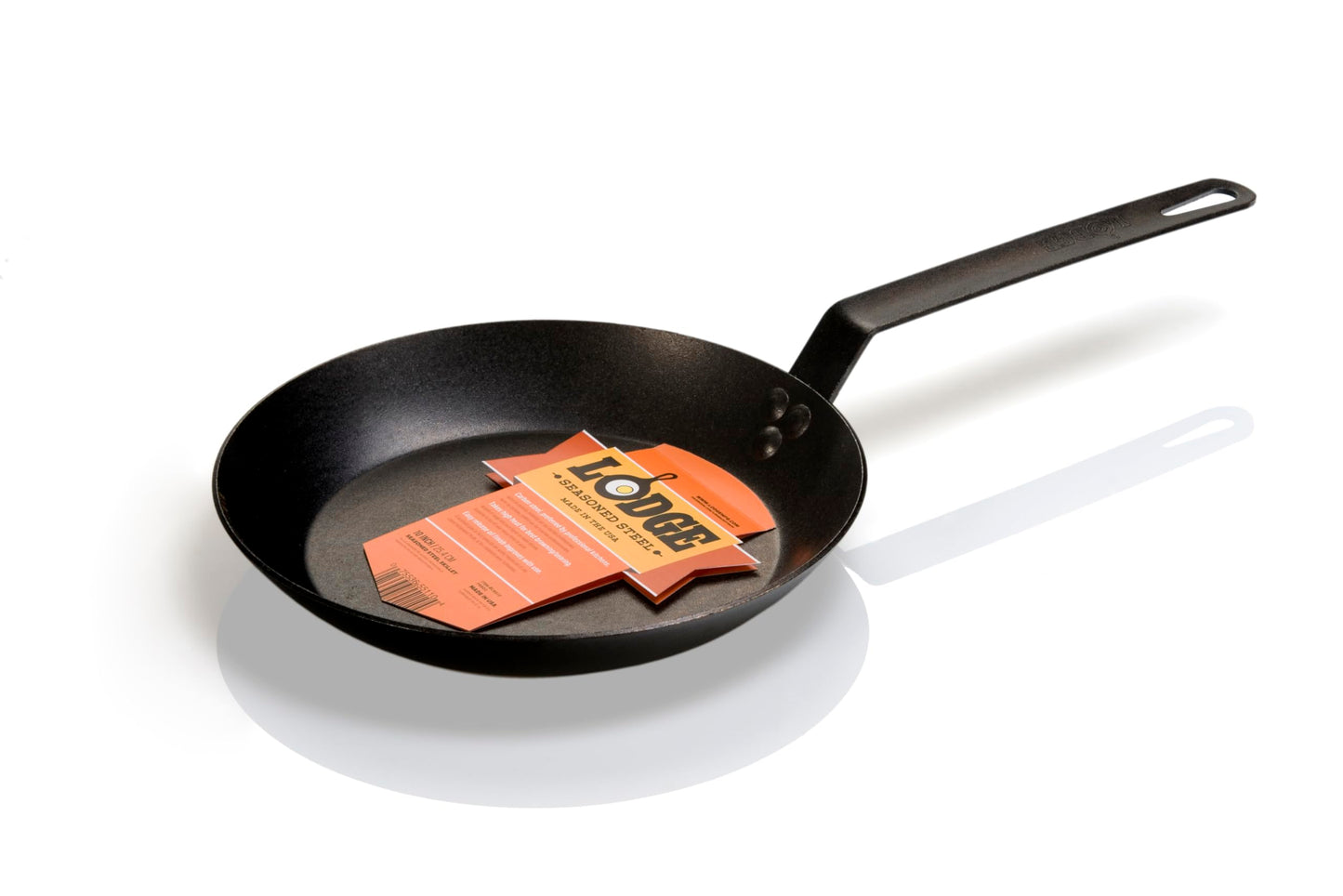 Lodge 12 Inch Carbon Steel Skillet - PFAS-Free Pre-Seasoned Carbon Steel Frying Pan for High-Heat Searing - Long Handle Design for Omelets, Grilling, and Campfire Cooking, Black - Made in the USA