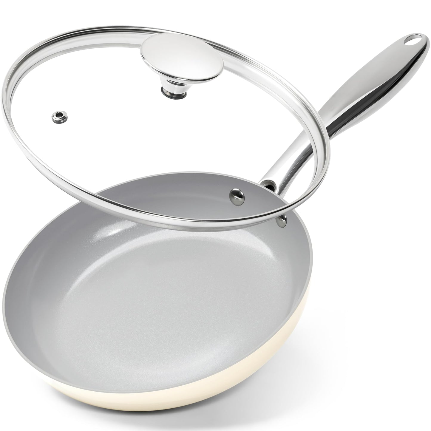 MICHELANGELO Frying Pan with Lid, Nonstick 8 Inch Frying Pan with Ceramic Titanium Coating, Copper Fry Pan with Lid, Small Fry Pan 8 Inch, Nonstick Fry Pans