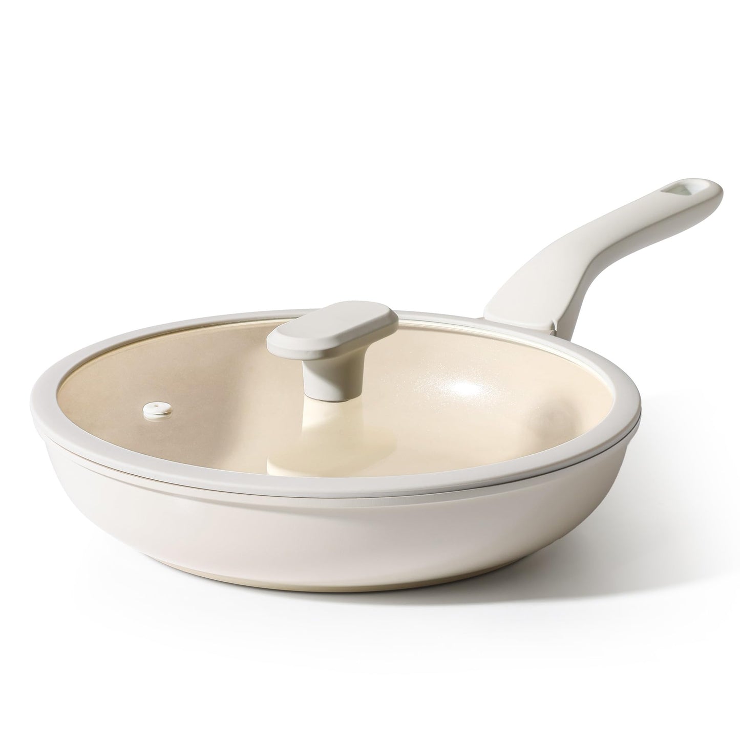 PRICUSIS Nonstick Ceramic Frying Pan with Lid, 8/10/12 Inch, Metal Utensil Safe, PFOA & PFAS Free, Scratch & Stain Resistant Skillet, Oven & Dishwasher Safe, Induction Compatible – Gray (12-Inch)