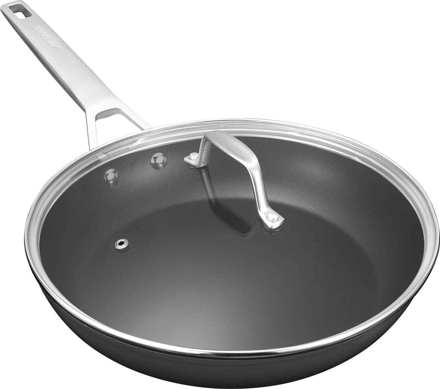 MsMk 10 Inch Frying Pan Nonstick with Lid, Induction Fry Pan with Lid, Titanium and Diamond Non Stick Coating From USA, for Induction, Ceramic and Gas Cooktops, Oven Safe 10 Inch Skillet Nonstick
