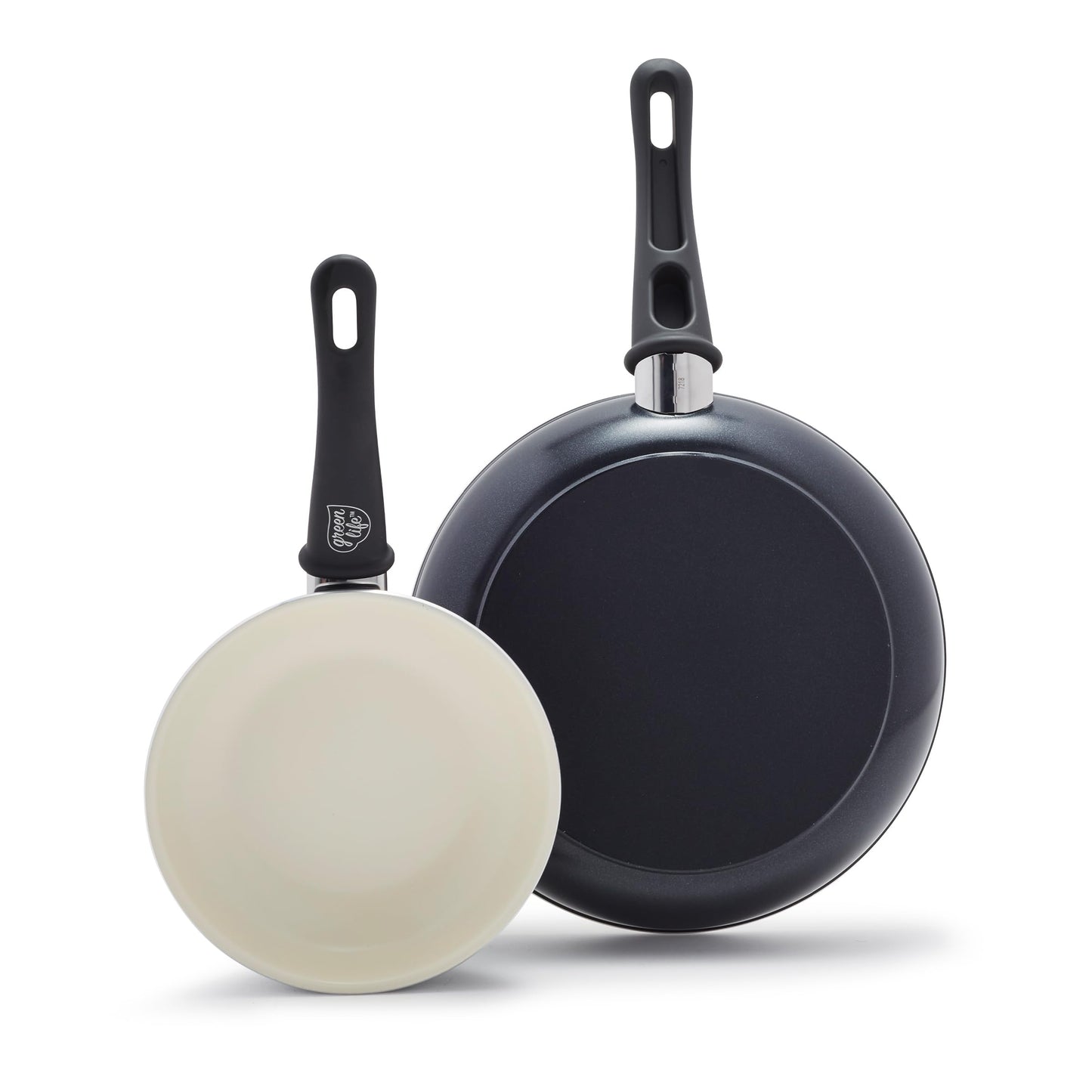 GreenLife Non Stick Fry Pan Set (7" & 10"), Non-Toxic PFAS-Free Ceramic Skillets, Dishwasher & Oven Safe, Egg Omelet Frying Pans, Stay- Cool Handles, Kitchen Home Cooking Essentials, Turquoise