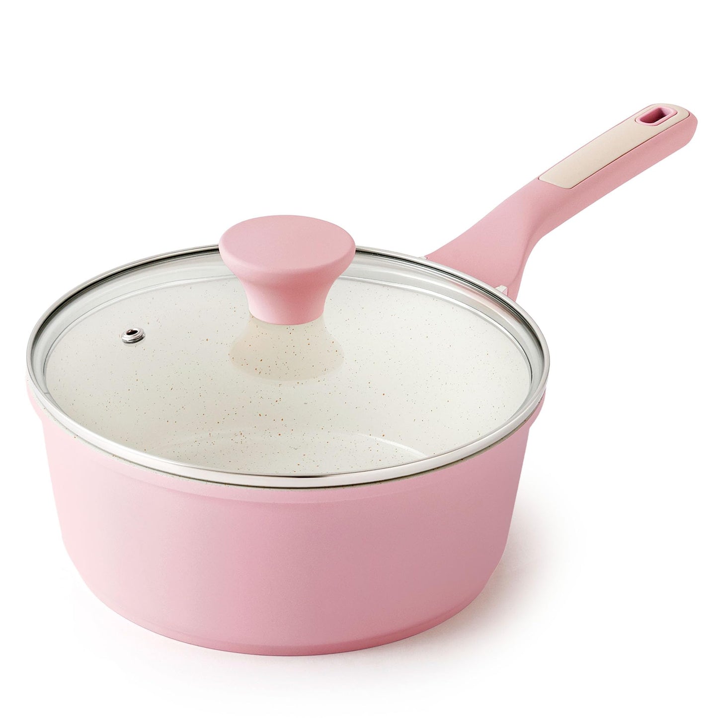 SENSARTE Nonstick Sauce Pan with Double Spout, 3.0 Quarts Swiss Granite Coating Sauce Pot with Lid Medium Kitchen Cooking Pot, Induction Comptable Saucepan, Free of Intentionally Added PFOA