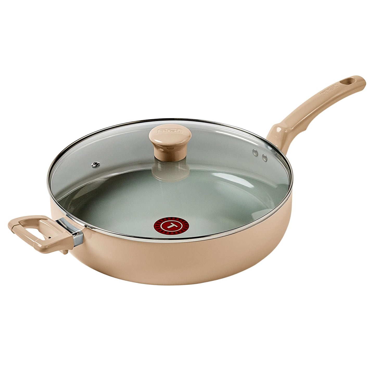 T-Fal Specialty Nonstick Saute Pan with Glass Lid 5 Quart, Oven Broiler Safe 350F, Cookware, Deep Frying Pan with Handle, Skillet, Kitchen, Pots and Pans, Dishwasher Safe, Black