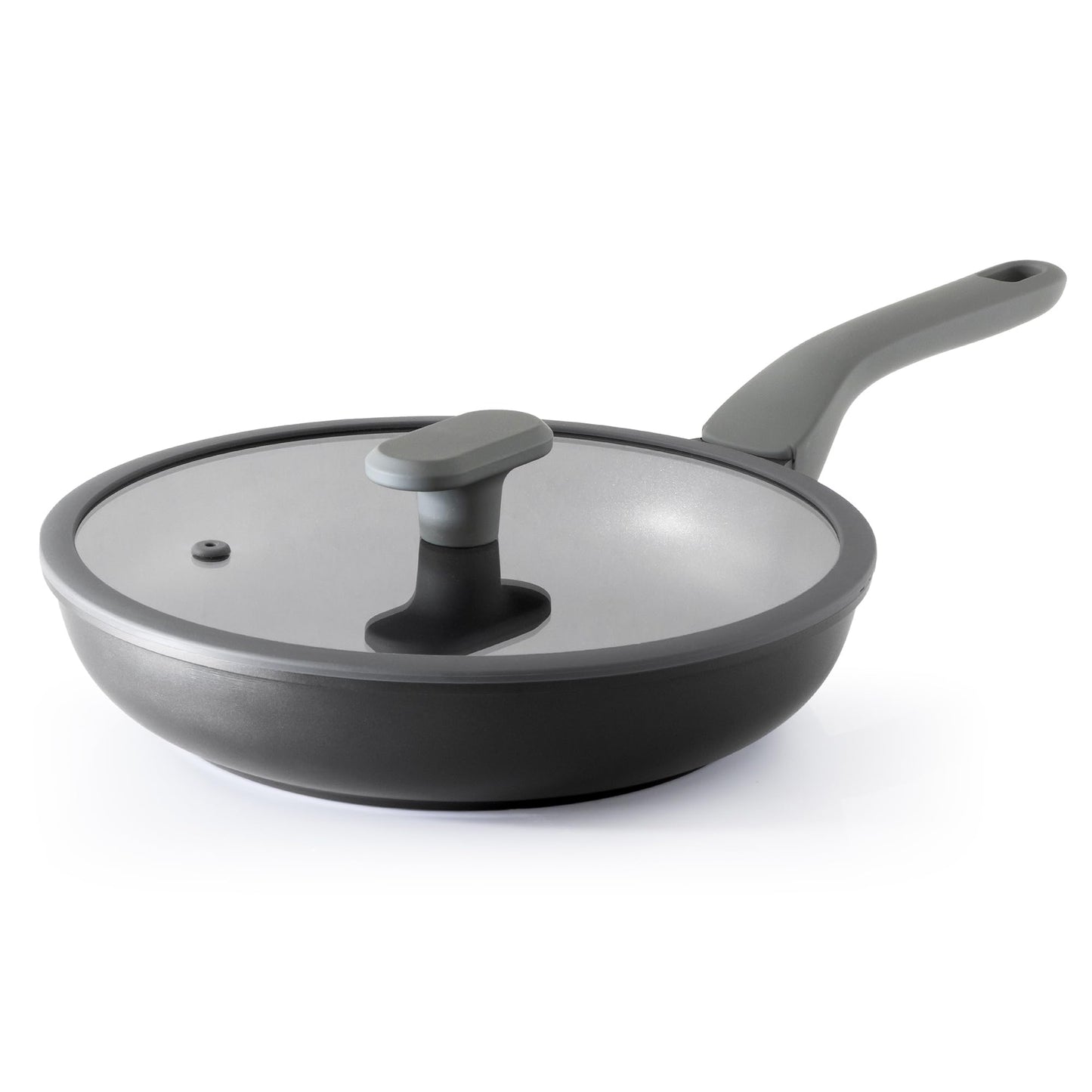 PRICUSIS Nonstick Ceramic Frying Pan with Lid, 8/10/12 Inch, Metal Utensil Safe, PFOA & PFAS Free, Scratch & Stain Resistant Skillet, Oven & Dishwasher Safe, Induction Compatible – Gray (12-Inch)