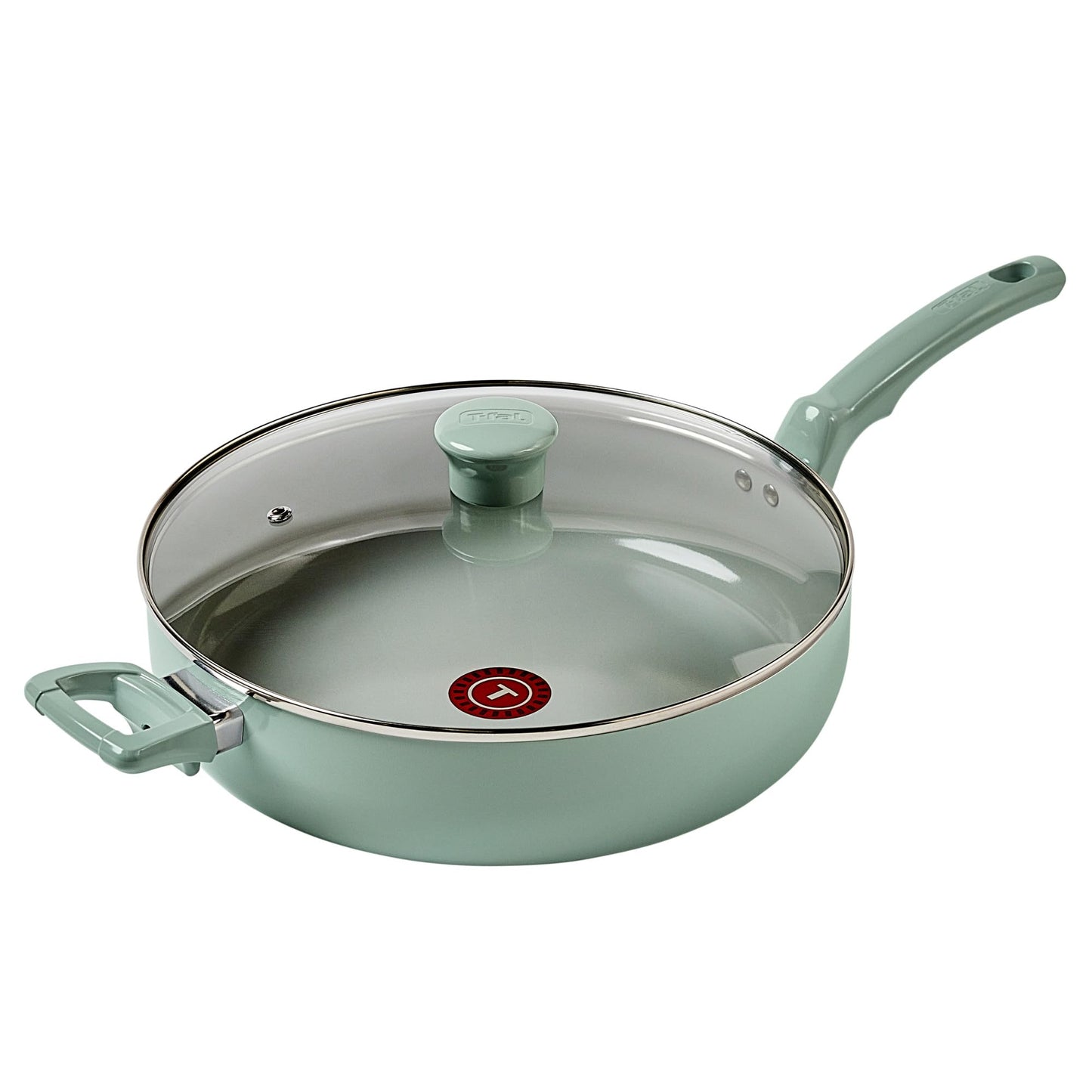 T-Fal Specialty Nonstick Saute Pan with Glass Lid 5 Quart, Oven Broiler Safe 350F, Cookware, Deep Frying Pan with Handle, Skillet, Kitchen, Pots and Pans, Dishwasher Safe, Black
