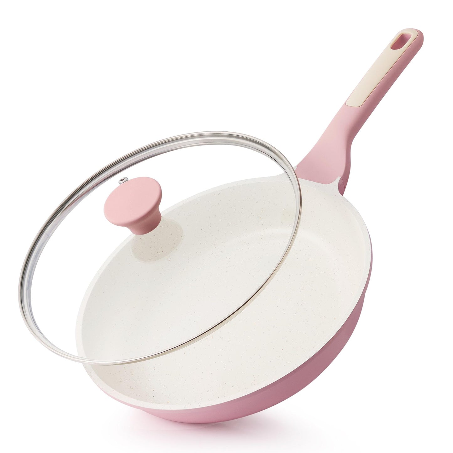 SENSARTE Nonstick Ceramic Frying Pan with Lid 8/9.5/10/11/12.5 Inch Omelet Pan Skillet, Free of Intentionally Added PFAS/PTFE Non-toxic Chef's Pan Induction Compatible Pan, Heat Resistant Handle
