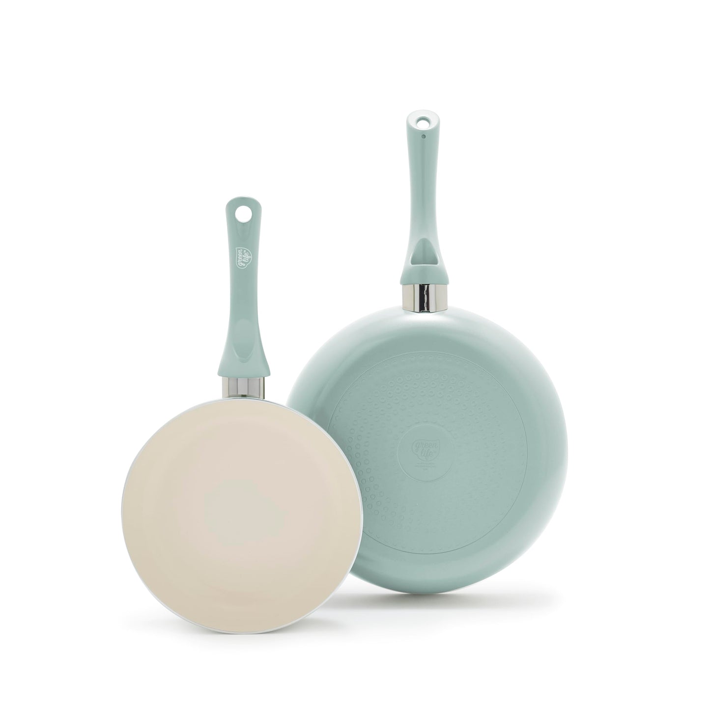 GreenLife Non Stick Fry Pan Set (7" & 10"), Non-Toxic PFAS-Free Ceramic Skillets, Dishwasher & Oven Safe, Egg Omelet Frying Pans, Stay- Cool Handles, Kitchen Home Cooking Essentials, Turquoise