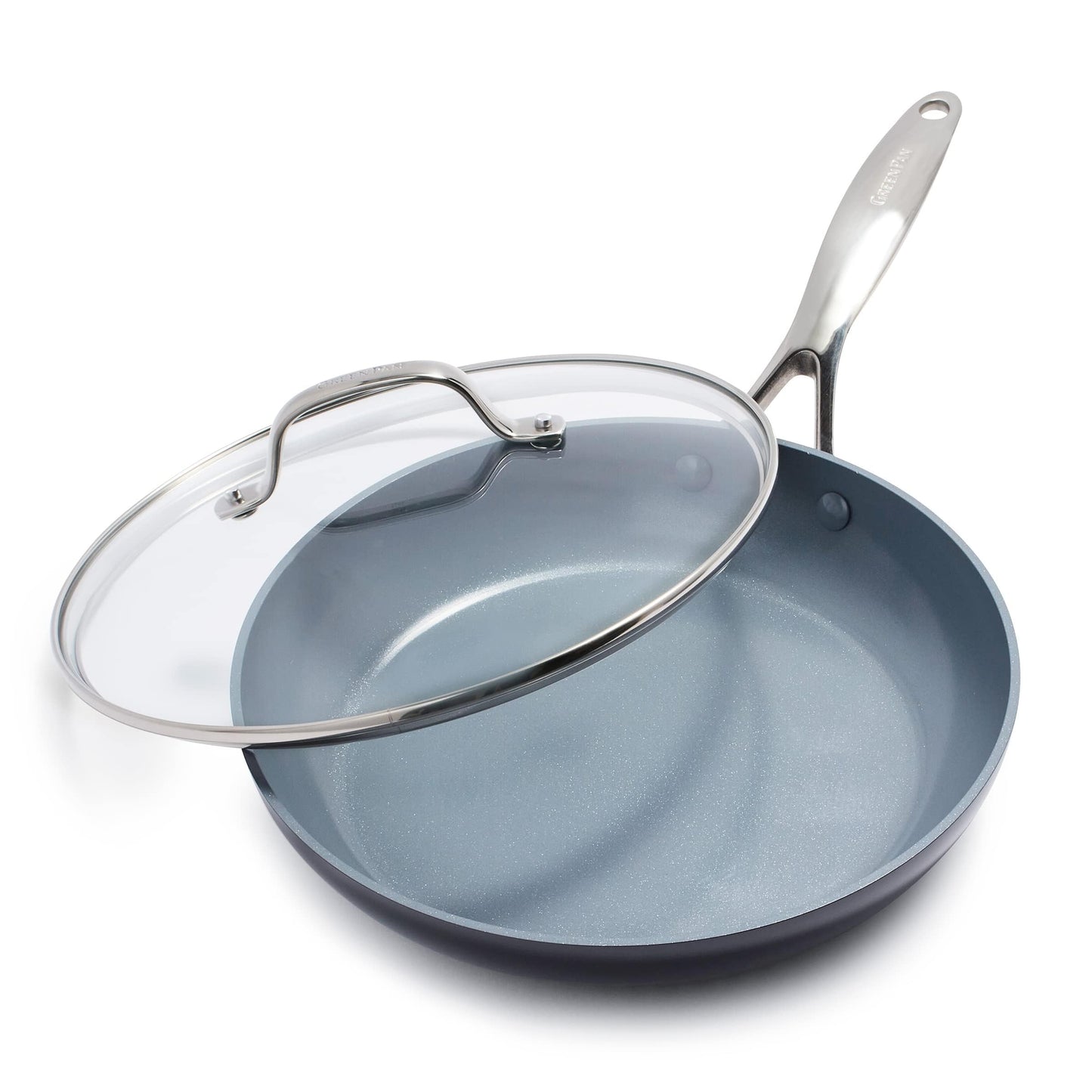 GreenPan Valencia Pro Ceramic Nonstick 12” Frying Pan Skillet, Hard Anodized PFAS-Free Cookware, Induction Ready, Compatible on All Cooktops, Eggs & Omelets, Dishwasher Safe, Oven Safe to 600F, Gray