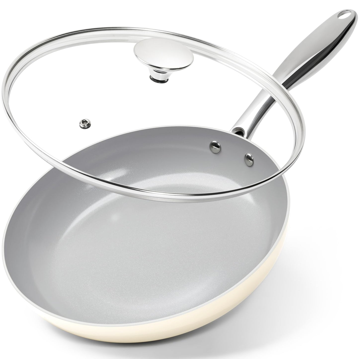 MICHELANGELO Frying Pan with Lid, Nonstick 8 Inch Frying Pan with Ceramic Titanium Coating, Copper Fry Pan with Lid, Small Fry Pan 8 Inch, Nonstick Fry Pans