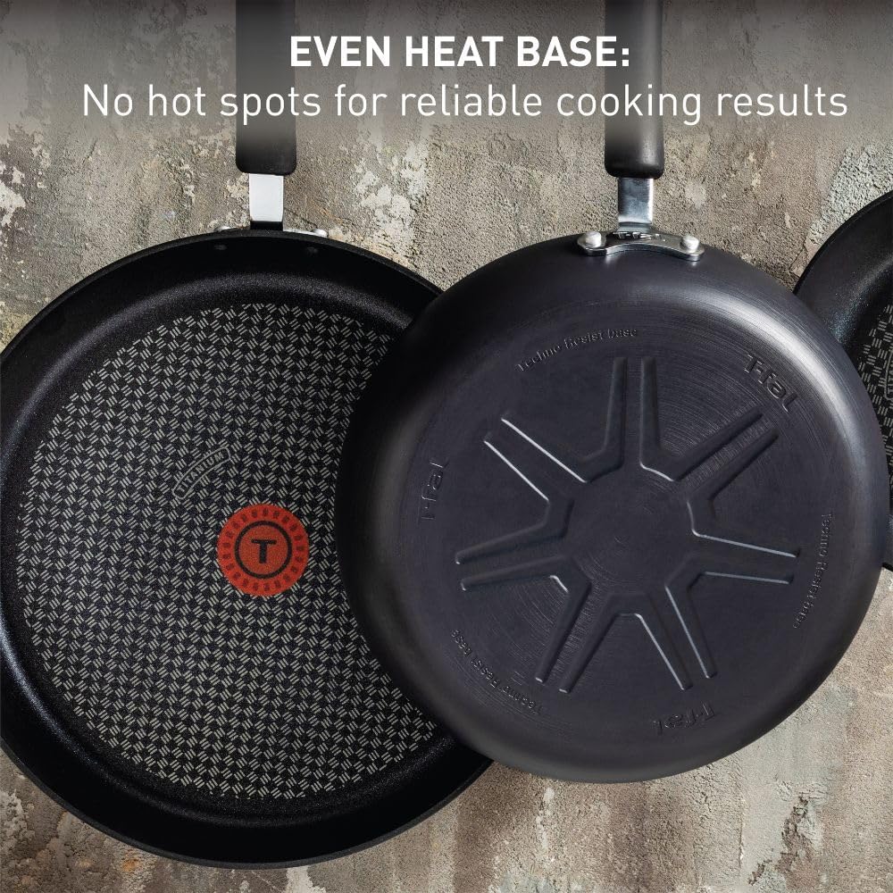 T-Fal Ultimate Hard Anodized Nonstick Fry Pan With Lid 10 Inch, Oven Broiler Safe 400F, Lid Safe 350F, Cookware, Kitchen, Home, Versatile Frying Pan, Skillet, Pots and Pans, Dishwasher Safe, Onyx