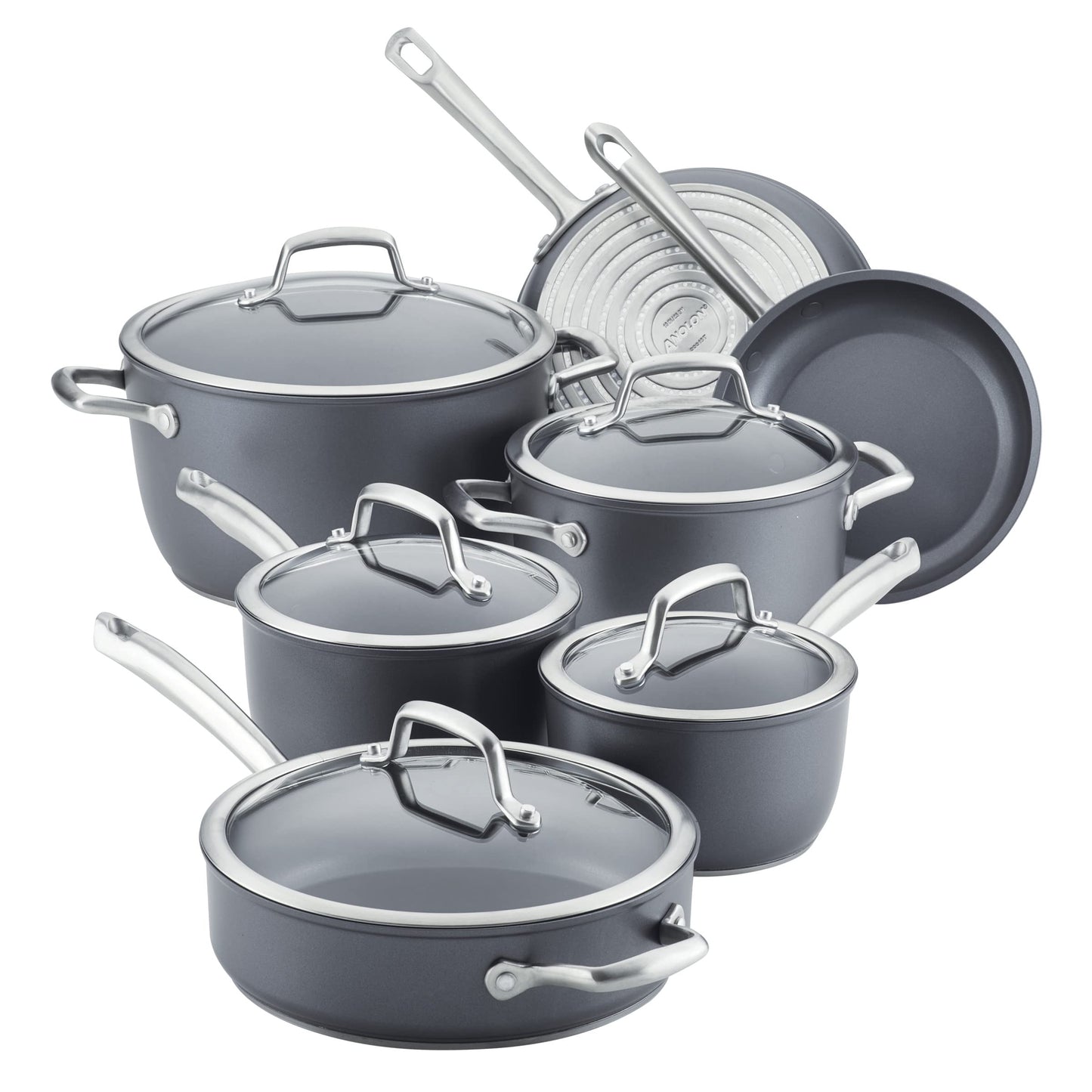 Anolon Accolade Forged Hard Anodized Nonstick Frying Pans/Skillet Set, 10 Inch and 12 Inch - Moonstone Gray