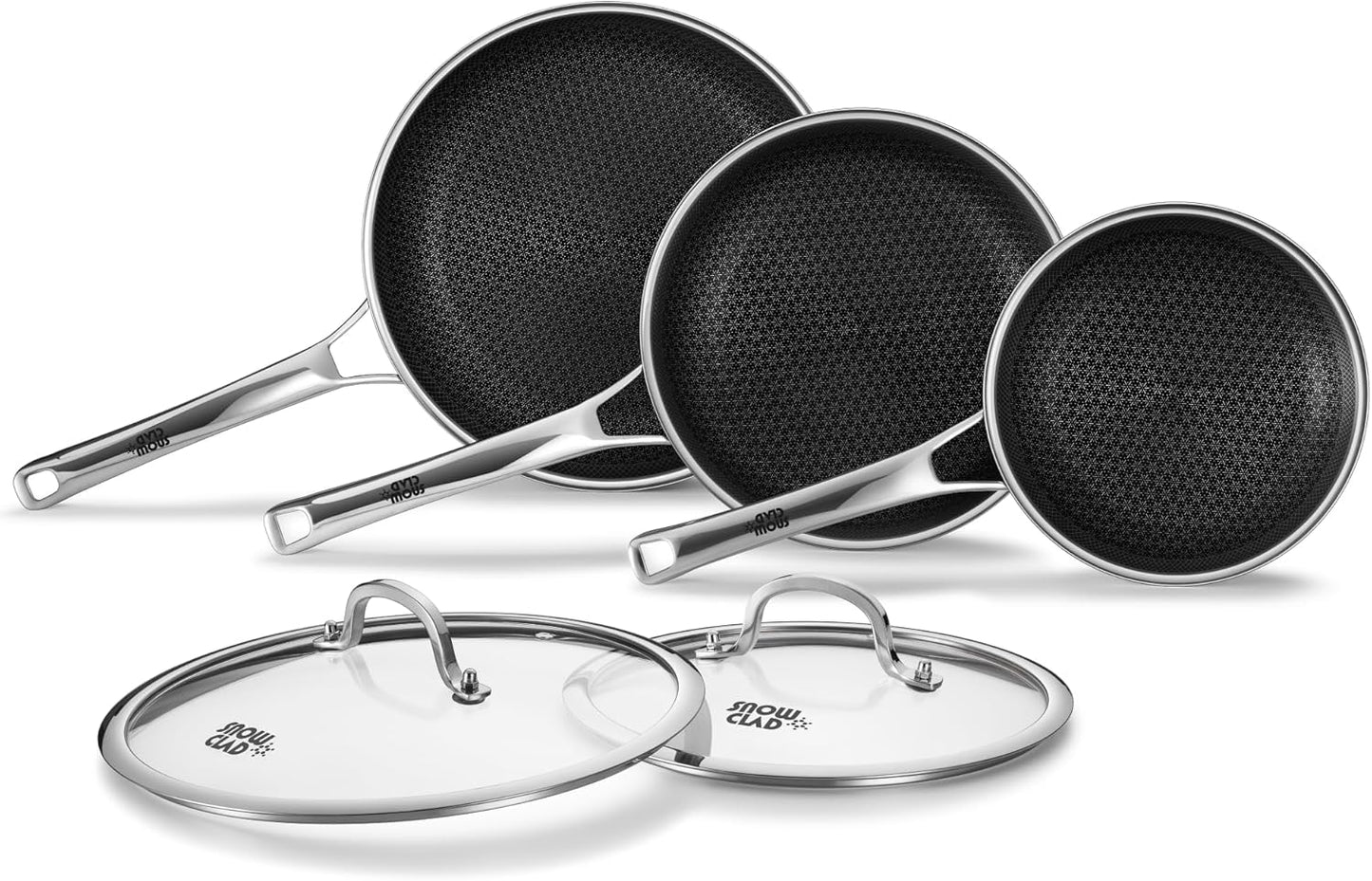 OATOFP Non Stick Frying Pans 12 inch, Hybrid Improved Version Frying Pans Nonstick with Lid,non stick Stainless Steel Skillets, Dishwasher and Oven-Safe Chef Pan, PFOA Free Cookware Improved Version