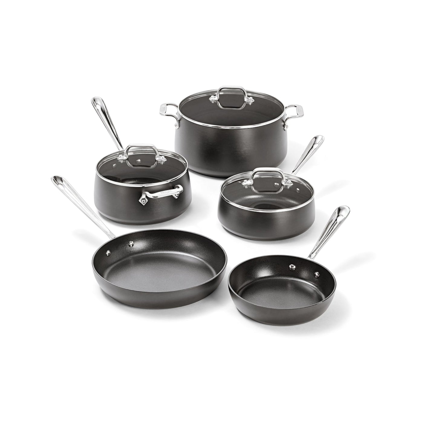 All-Clad HA1 Hard Anodized Non Stick Fry Pan Set 2 Piece, 8, 10 Inch, Induction, Oven Broiler Safe 500F, Pots and Pans Set, Kitchen Frying Pans, Skillets, Premium Cookware, Home, Dishwasher Safe Black