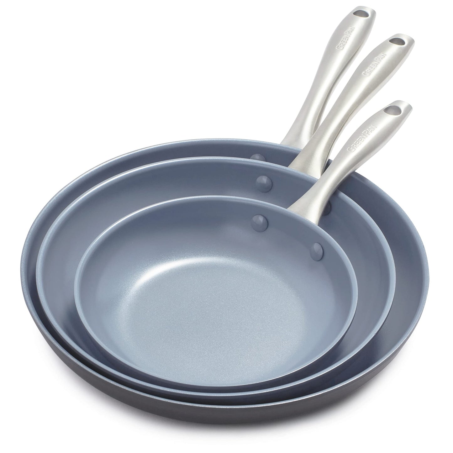 GreenPan Lima Hard Anodized 12" Frying Pan Skillet with Lid, Ceramic Nonstick, PFAS-Free Nontoxic Pots and Pans, Oven & Broiler Safe, Stainless Steel Handle, Cookware for Eggs & Omelet, Gray