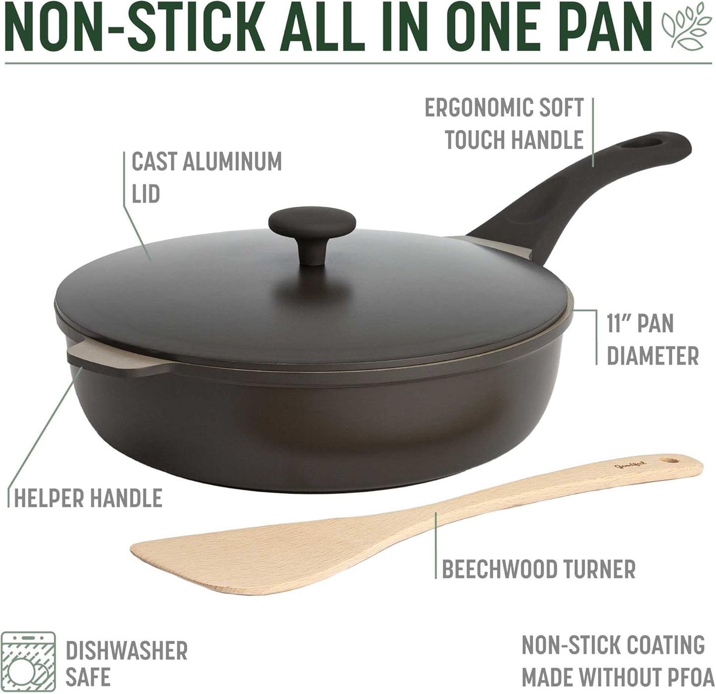 Goodful All-in-One Pan, Multilayer Nonstick Cookware Set, High-Performance Construction, Multipurpose Design Replaces Multiple Pots and Pans, Dishwasher Safe, 11-Inch, 4.4-Quart Capacity, Graphite