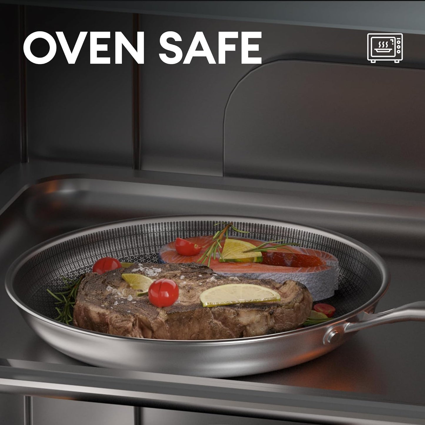 COOKER KING 8-Inch Stainless Steel Pan, Hybrid Nonstick Frying Pan – 3-Ply Clad Cookware, Healthy & Non-Toxic, Dishwasher & Oven Safe, Stay-Cool Handle, Induction Compatible – Metal Utensil Safe