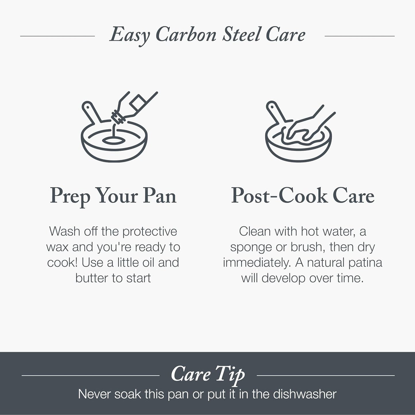 Merten & Storck Pre-Seasoned Carbon Steel 12” Frying Pan Skillet, Use on Induction, Stove and Grill, Durable, Even-Heating, for Searing, Grilling, Oven Use, and Campfire, Indoor/Outdoor