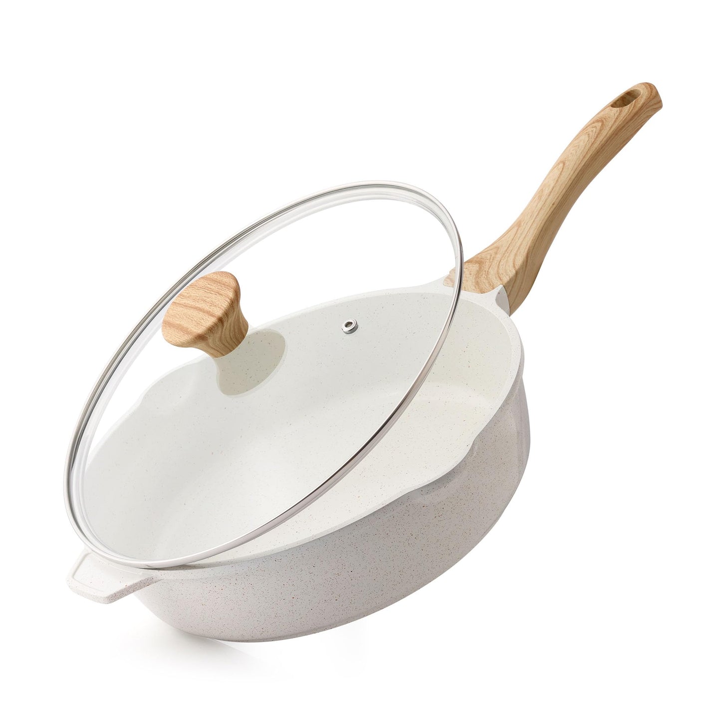 SENSARTE Nonstick Skillet, Deep Frying Pan 10/11/12-inch, Saute Pan with Lid, Stay-cool Handle, Healthy Stone Cookware Cooking Pan, Induction Compatible (10-Inch/3.5QT)