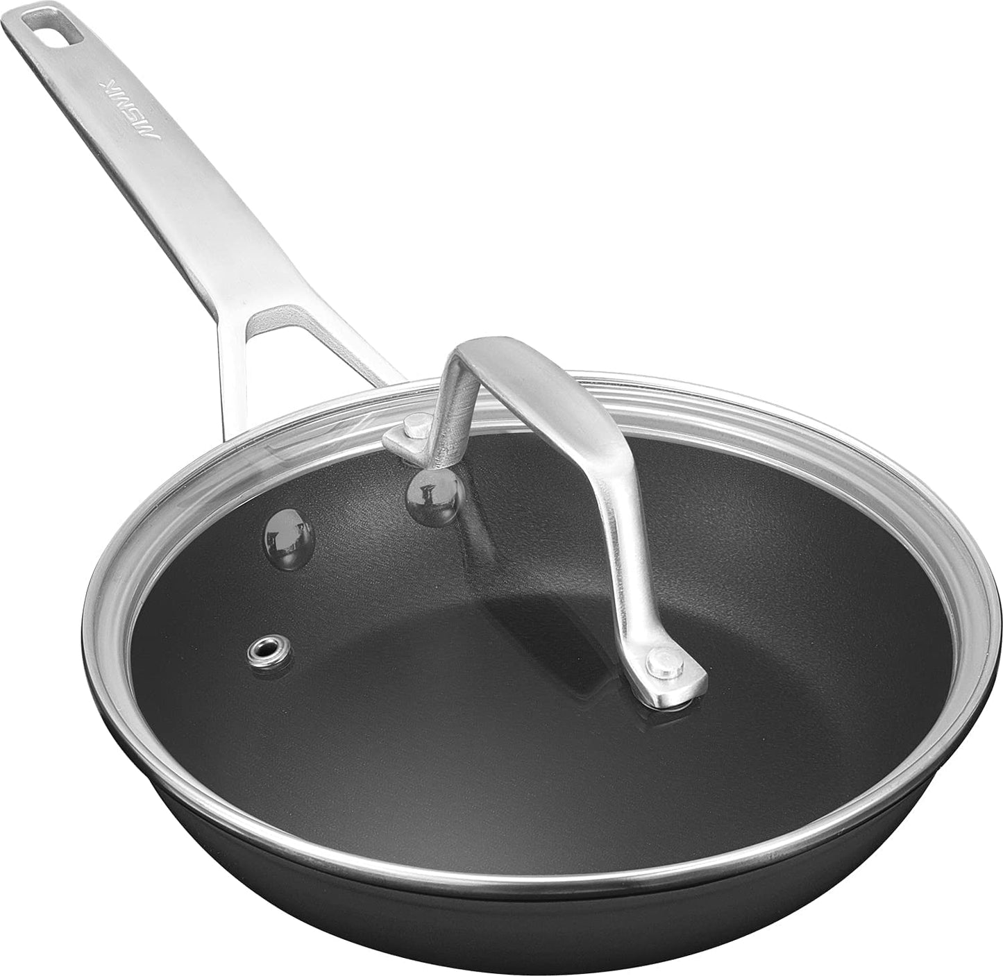 MsMk 10 Inch Frying Pan Nonstick with Lid, Induction Fry Pan with Lid, Titanium and Diamond Non Stick Coating From USA, for Induction, Ceramic and Gas Cooktops, Oven Safe 10 Inch Skillet Nonstick