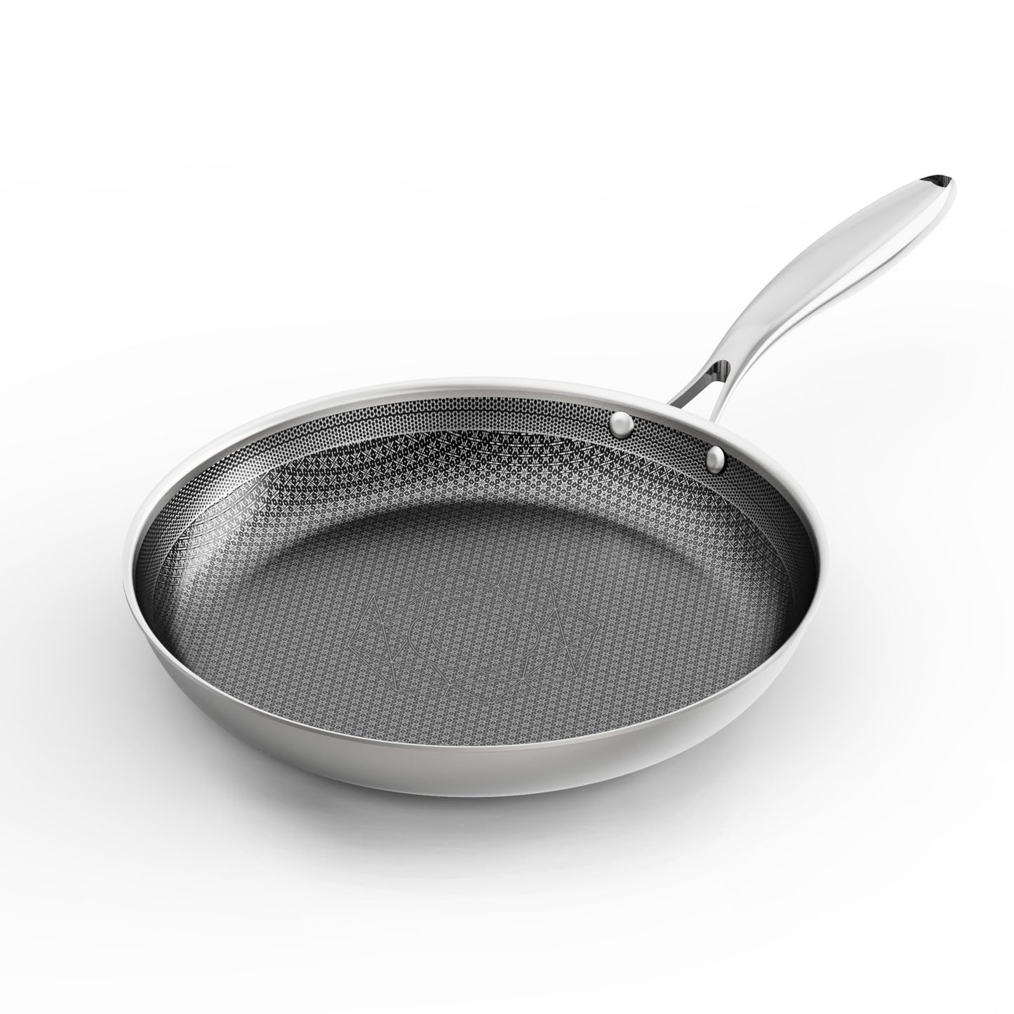 COOKER KING 8-Inch Stainless Steel Pan, Hybrid Nonstick Frying Pan – 3-Ply Clad Cookware, Healthy & Non-Toxic, Dishwasher & Oven Safe, Stay-Cool Handle, Induction Compatible – Metal Utensil Safe
