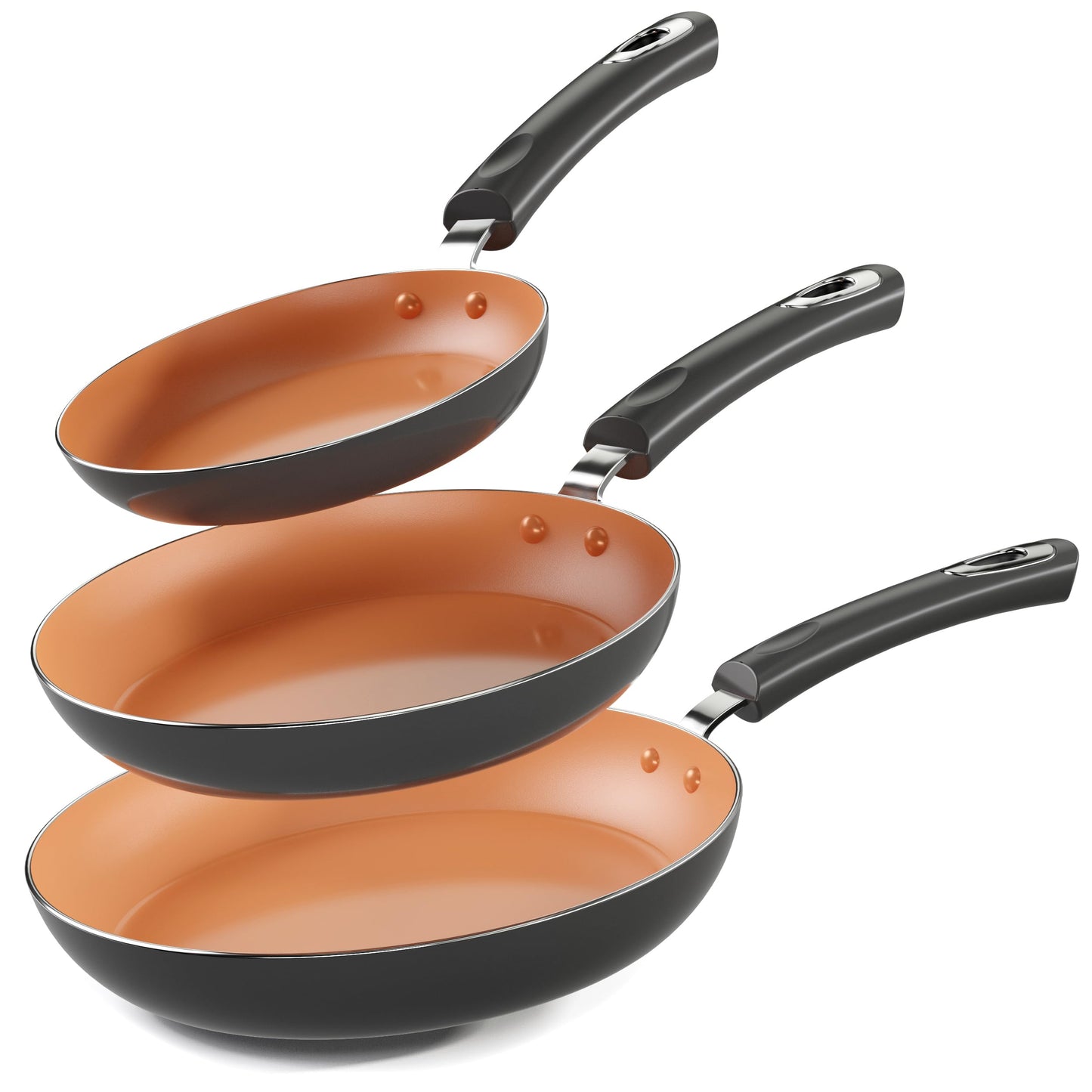 Utopia Kitchen Nonstick Cookware 3 Piece Omelette Pan Skillet Set, Nonstick Frying Pans with Induction Bottom, 8, 9.5 & 11 Inches Frying Pans with Bakelite Handles, PFOA Free, Grey