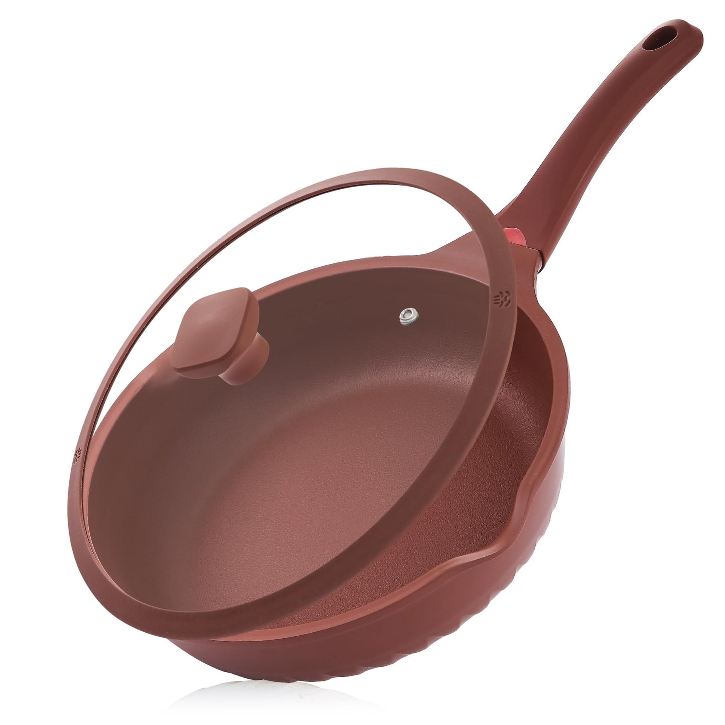 Vinchef Nonstick Deep Frying Pan Skillet with Lid, 11in/5Qt Saute Pan, German 3C+ Ceramic Coating Technology, Heat Indicator, Induction Compatible